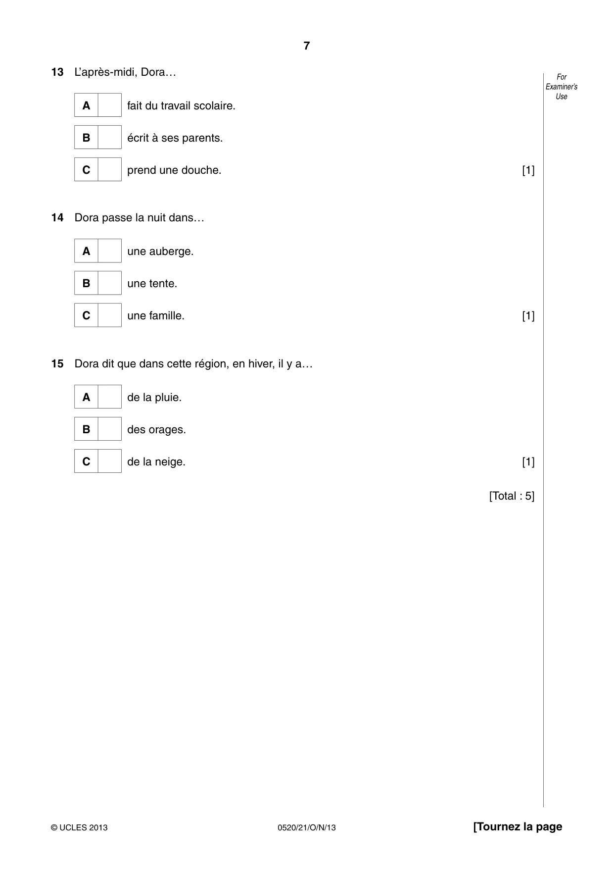 Cambridge IGCSE French - Foreign Language 0520 2013 Oct/Nov Paper 2 · Variant 1 question paper, page 7 of 20