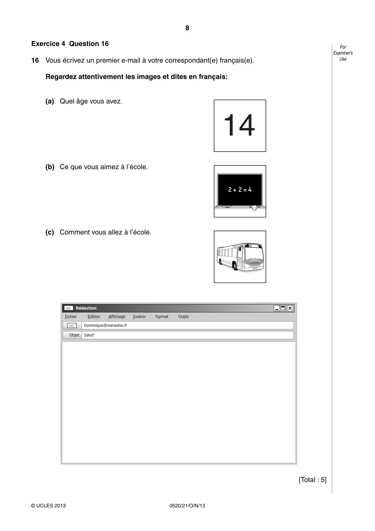 Cambridge IGCSE French - Foreign Language 0520 2013 Oct/Nov Paper 2 · Variant 1 question paper, page 8 of 20