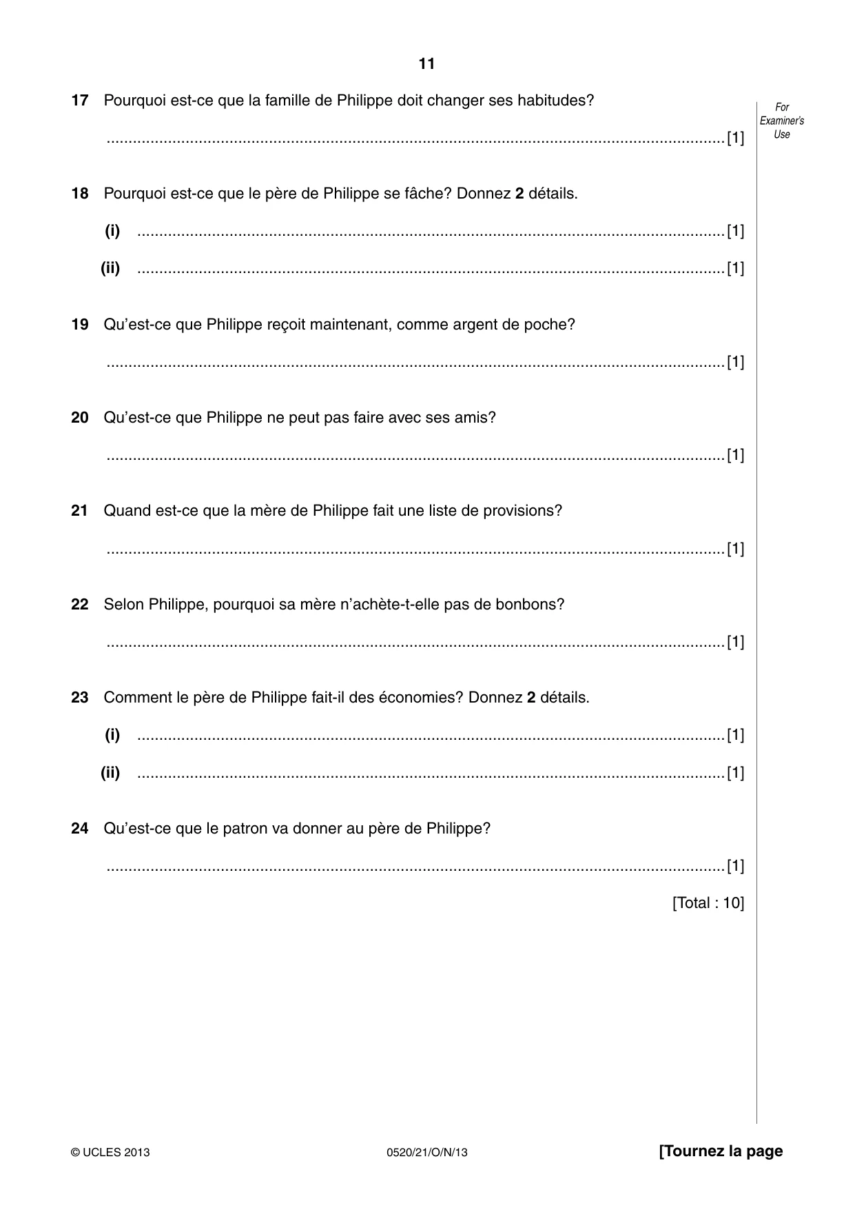 Cambridge IGCSE French - Foreign Language 0520 2013 Oct/Nov Paper 2 · Variant 1 question paper, page 11 of 20