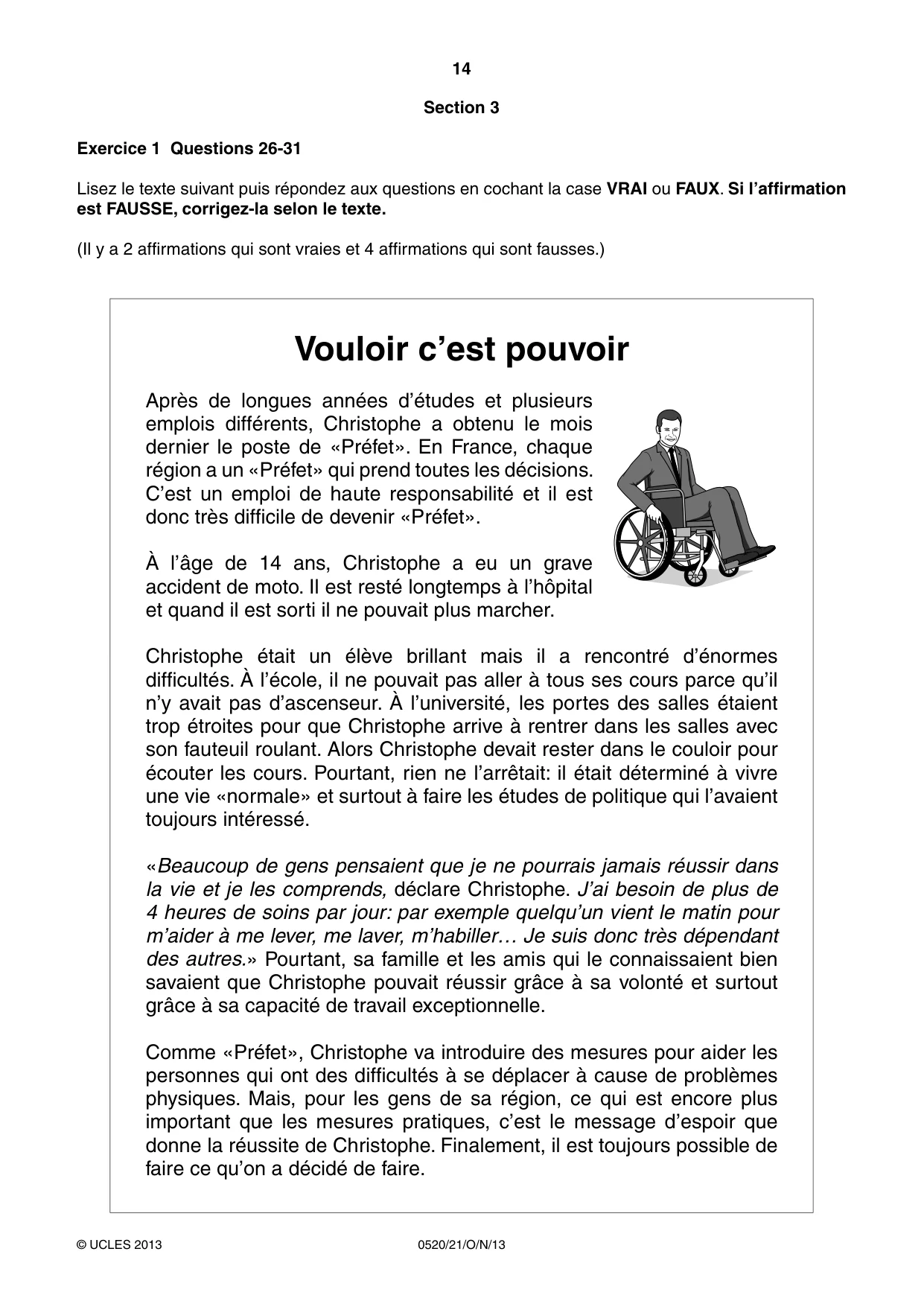 Cambridge IGCSE French - Foreign Language 0520 2013 Oct/Nov Paper 2 · Variant 1 question paper, page 14 of 20