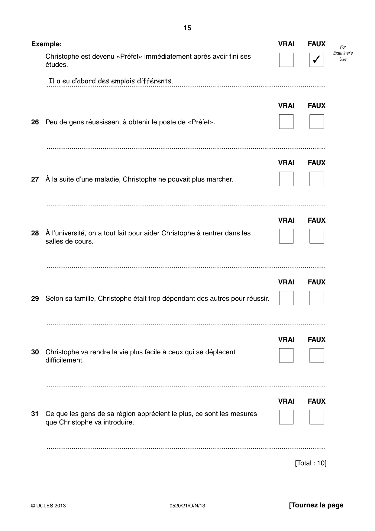 Cambridge IGCSE French - Foreign Language 0520 2013 Oct/Nov Paper 2 · Variant 1 question paper, page 15 of 20