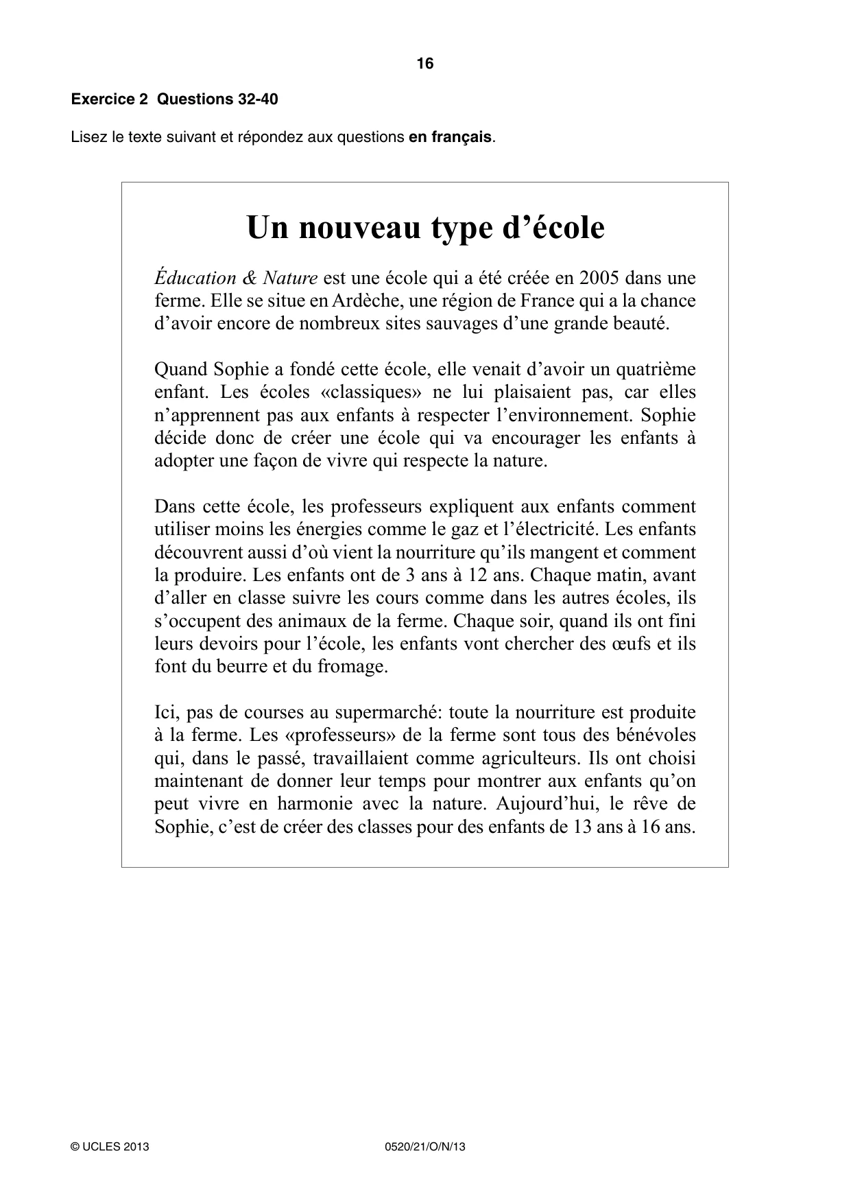 Cambridge IGCSE French - Foreign Language 0520 2013 Oct/Nov Paper 2 · Variant 1 question paper, page 16 of 20