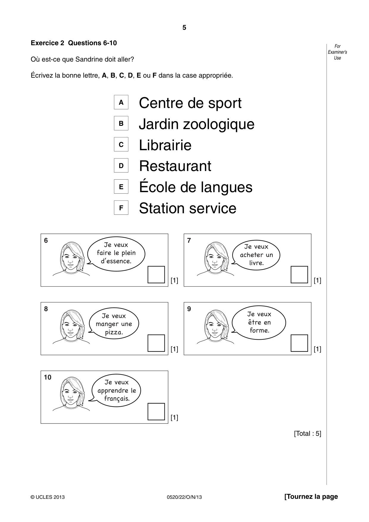 Cambridge IGCSE French - Foreign Language 0520 2013 Oct/Nov Paper 2 · Variant 2 question paper, page 5 of 20