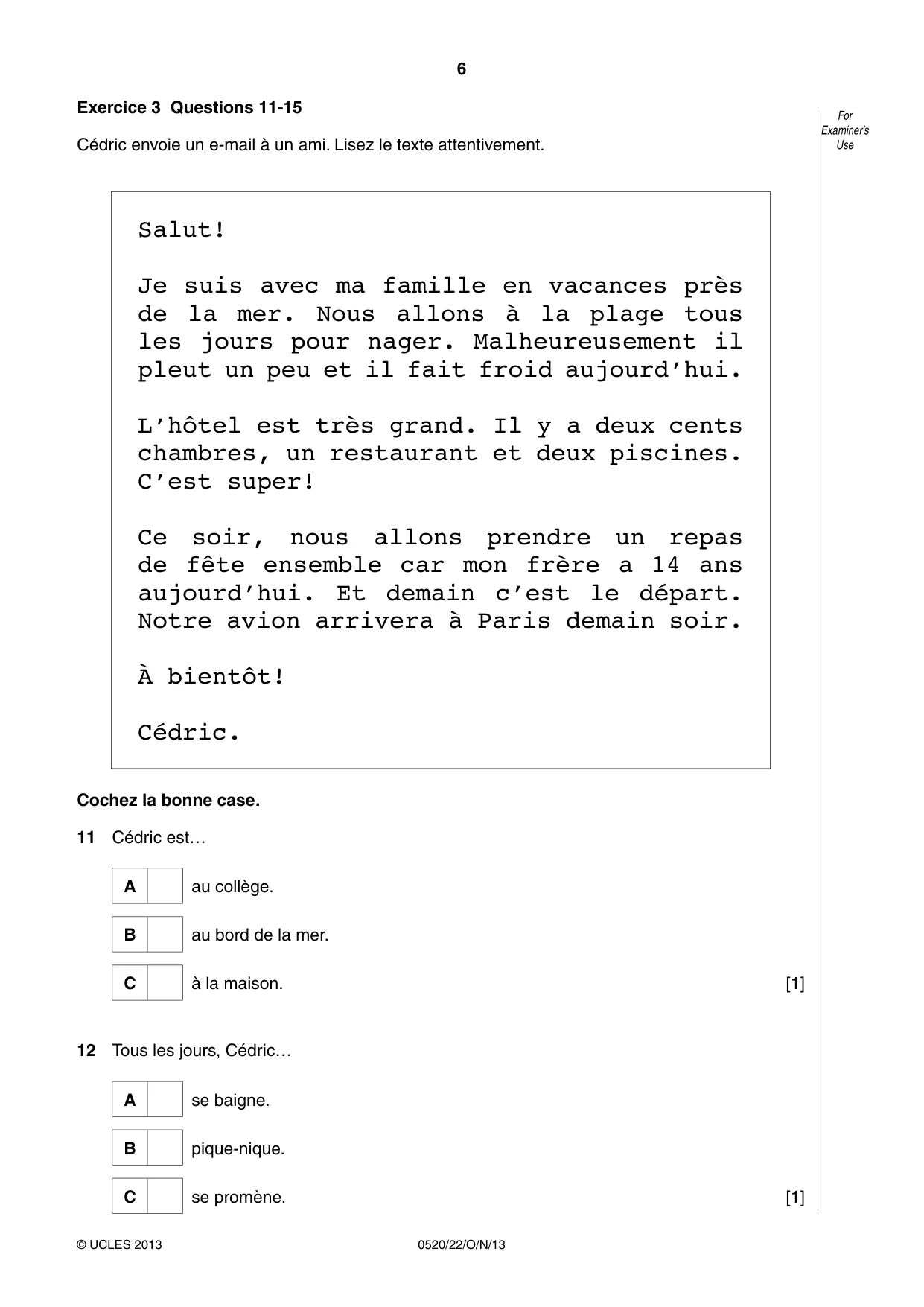 Cambridge IGCSE French - Foreign Language 0520 2013 Oct/Nov Paper 2 · Variant 2 question paper, page 6 of 20