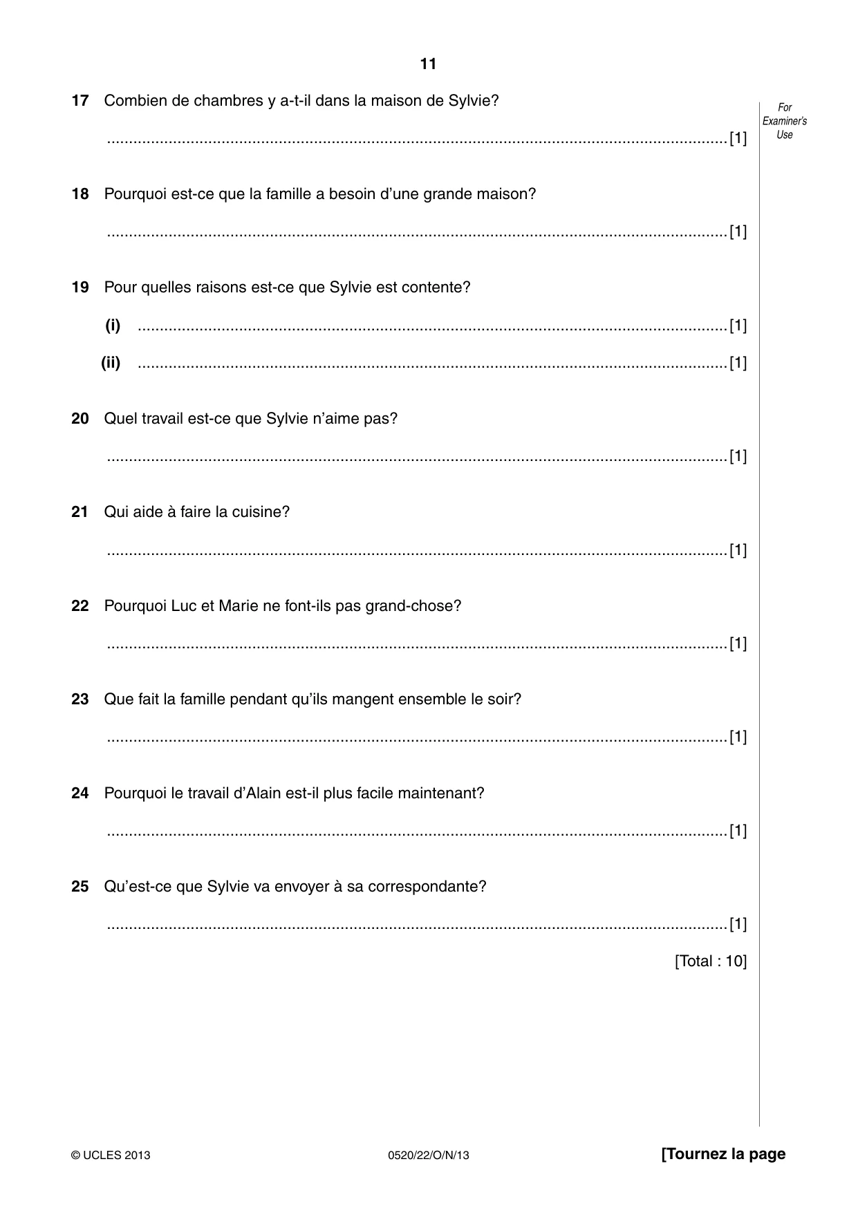 Cambridge IGCSE French - Foreign Language 0520 2013 Oct/Nov Paper 2 · Variant 2 question paper, page 11 of 20