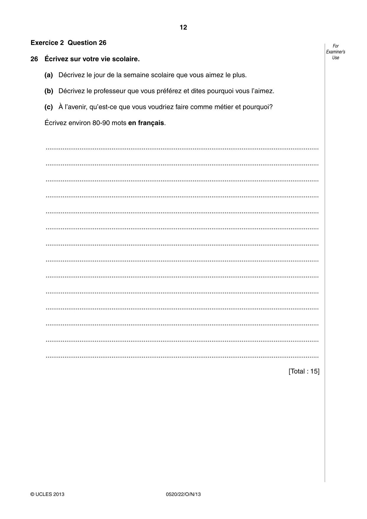 Cambridge IGCSE French - Foreign Language 0520 2013 Oct/Nov Paper 2 · Variant 2 question paper, page 12 of 20