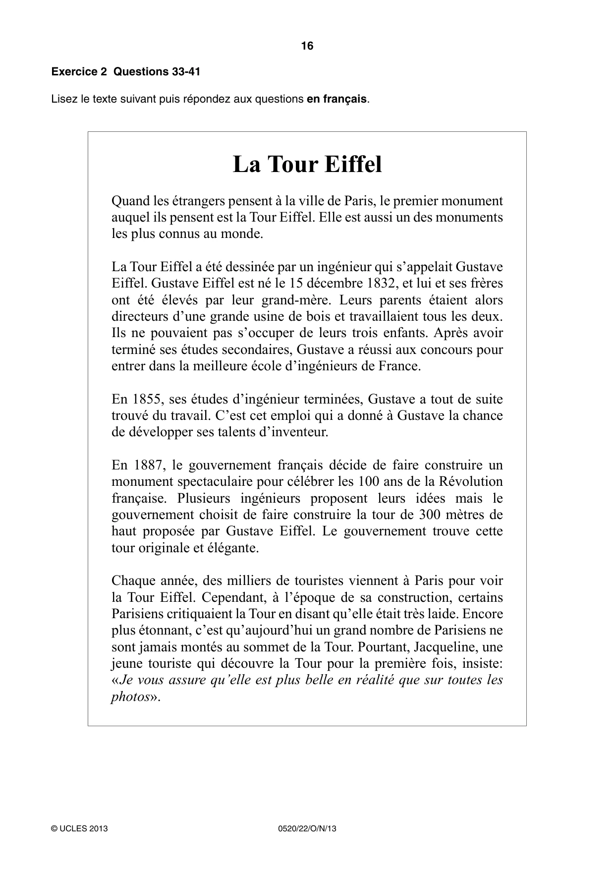Cambridge IGCSE French - Foreign Language 0520 2013 Oct/Nov Paper 2 · Variant 2 question paper, page 16 of 20