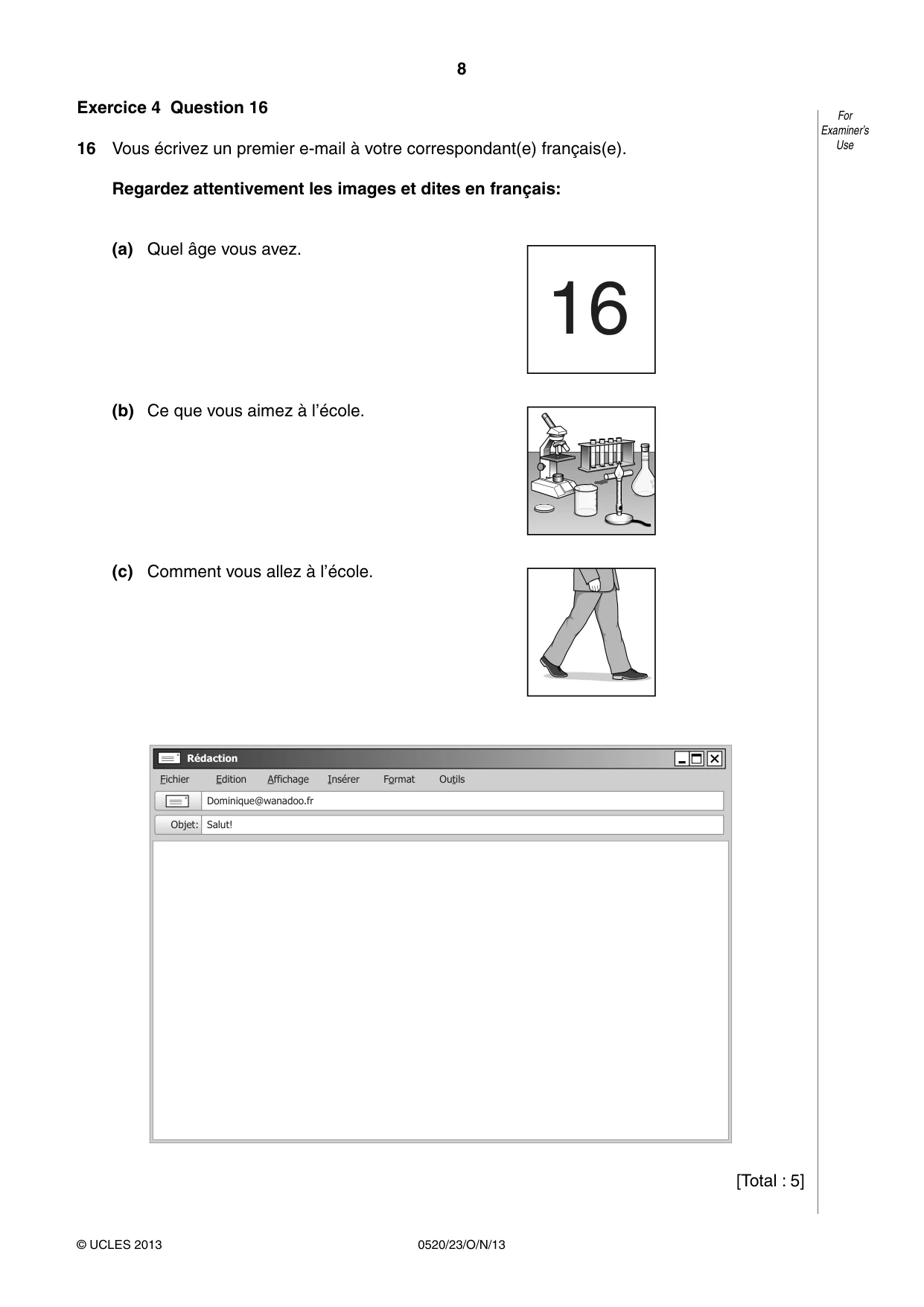 Cambridge IGCSE French - Foreign Language 0520 2013 Oct/Nov Paper 2 · Variant 3 question paper, page 8 of 20