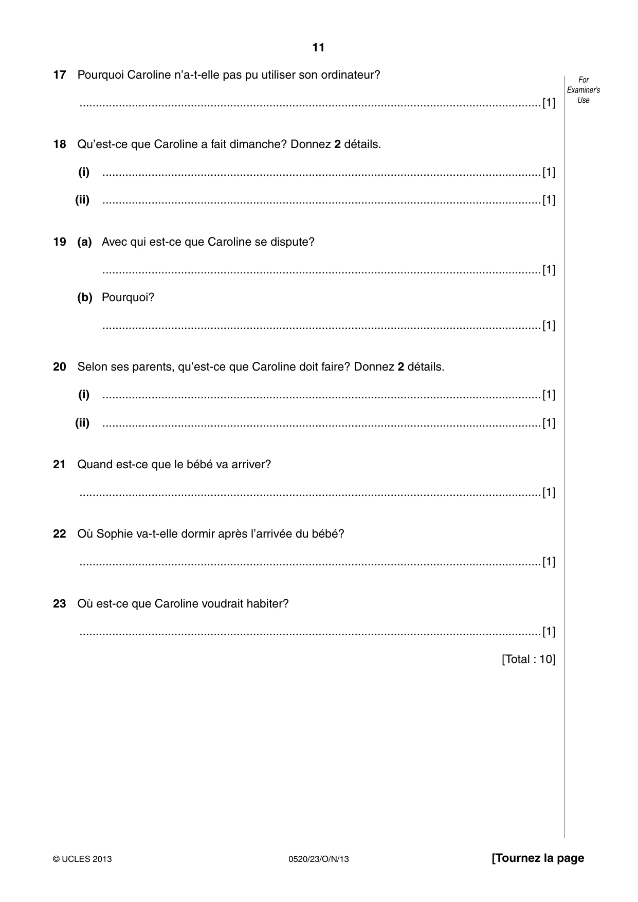 Cambridge IGCSE French - Foreign Language 0520 2013 Oct/Nov Paper 2 · Variant 3 question paper, page 11 of 20