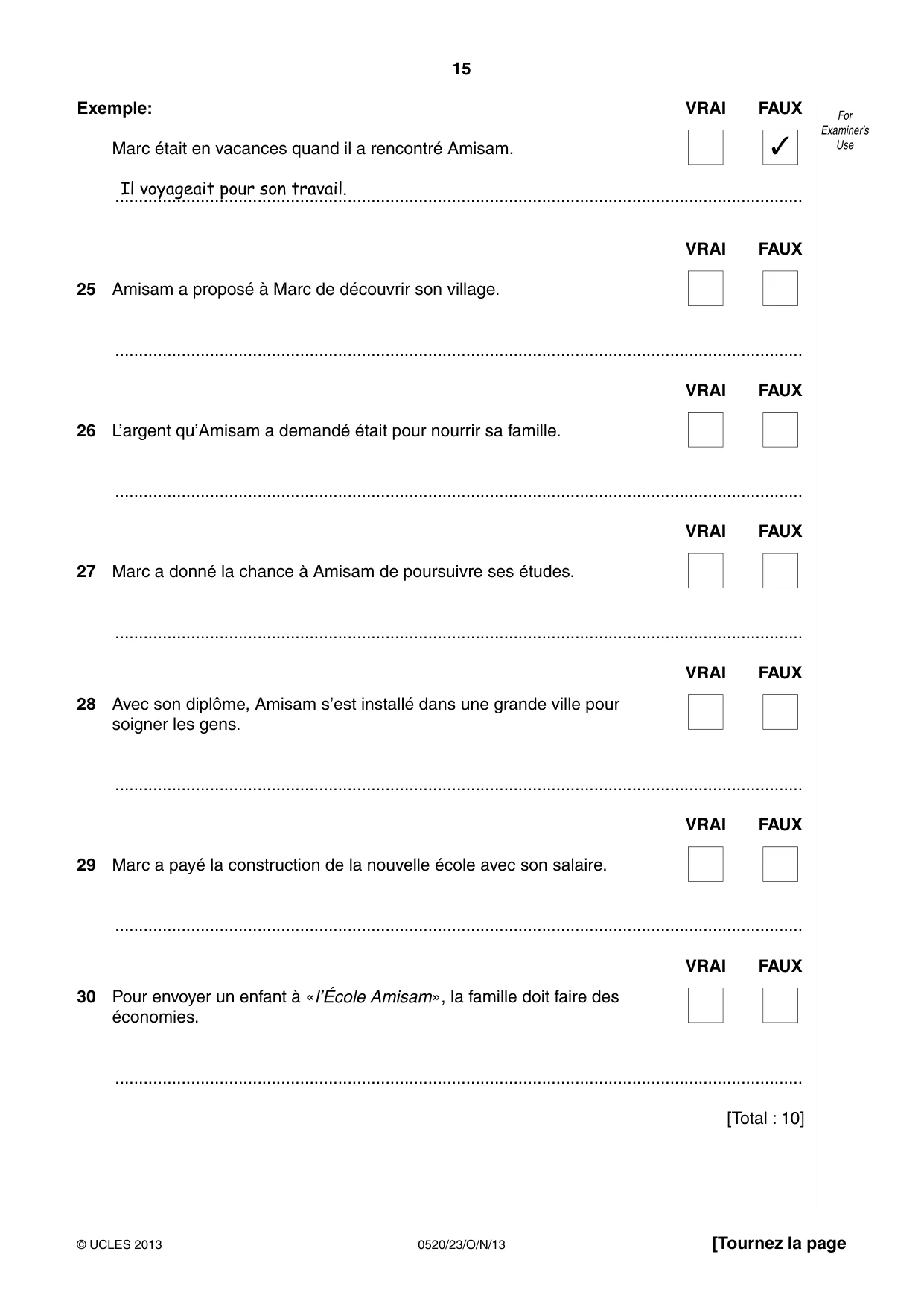 Cambridge IGCSE French - Foreign Language 0520 2013 Oct/Nov Paper 2 · Variant 3 question paper, page 15 of 20