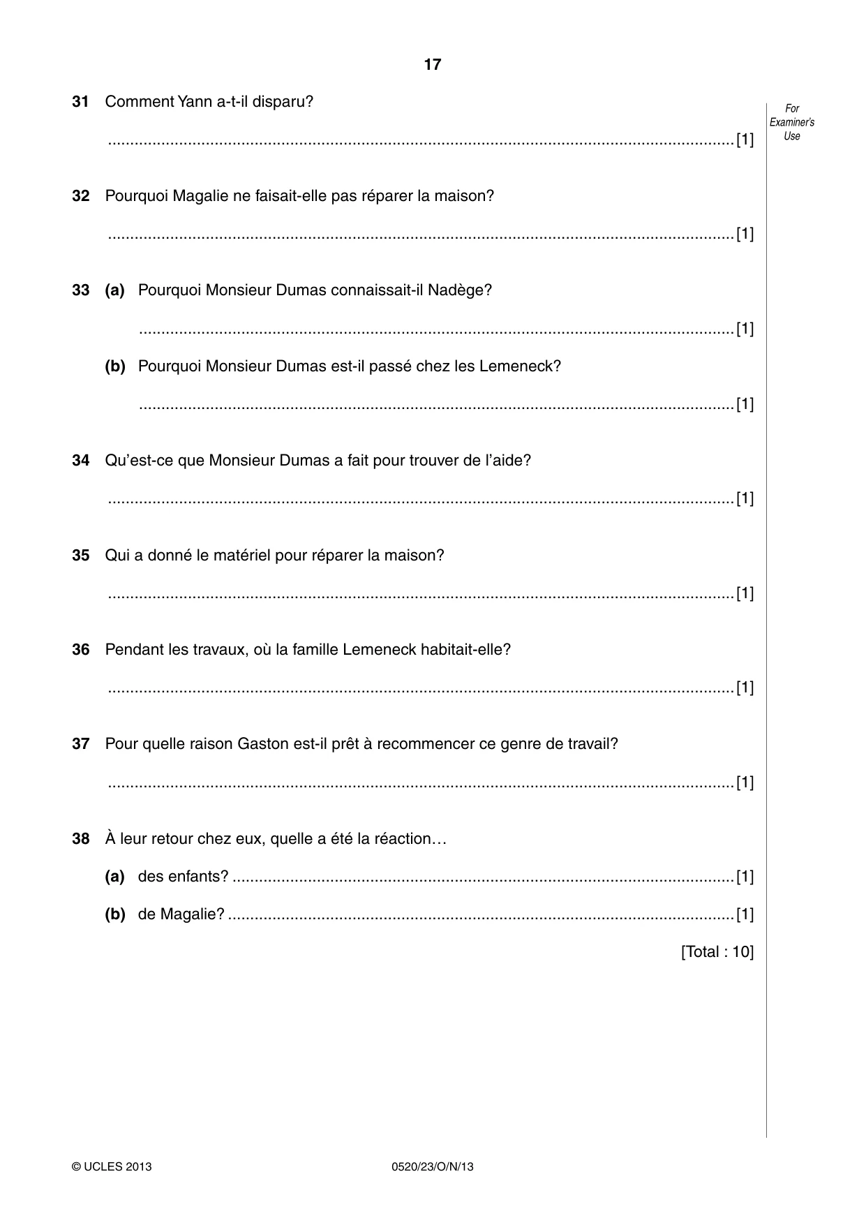 Cambridge IGCSE French - Foreign Language 0520 2013 Oct/Nov Paper 2 · Variant 3 question paper, page 17 of 20