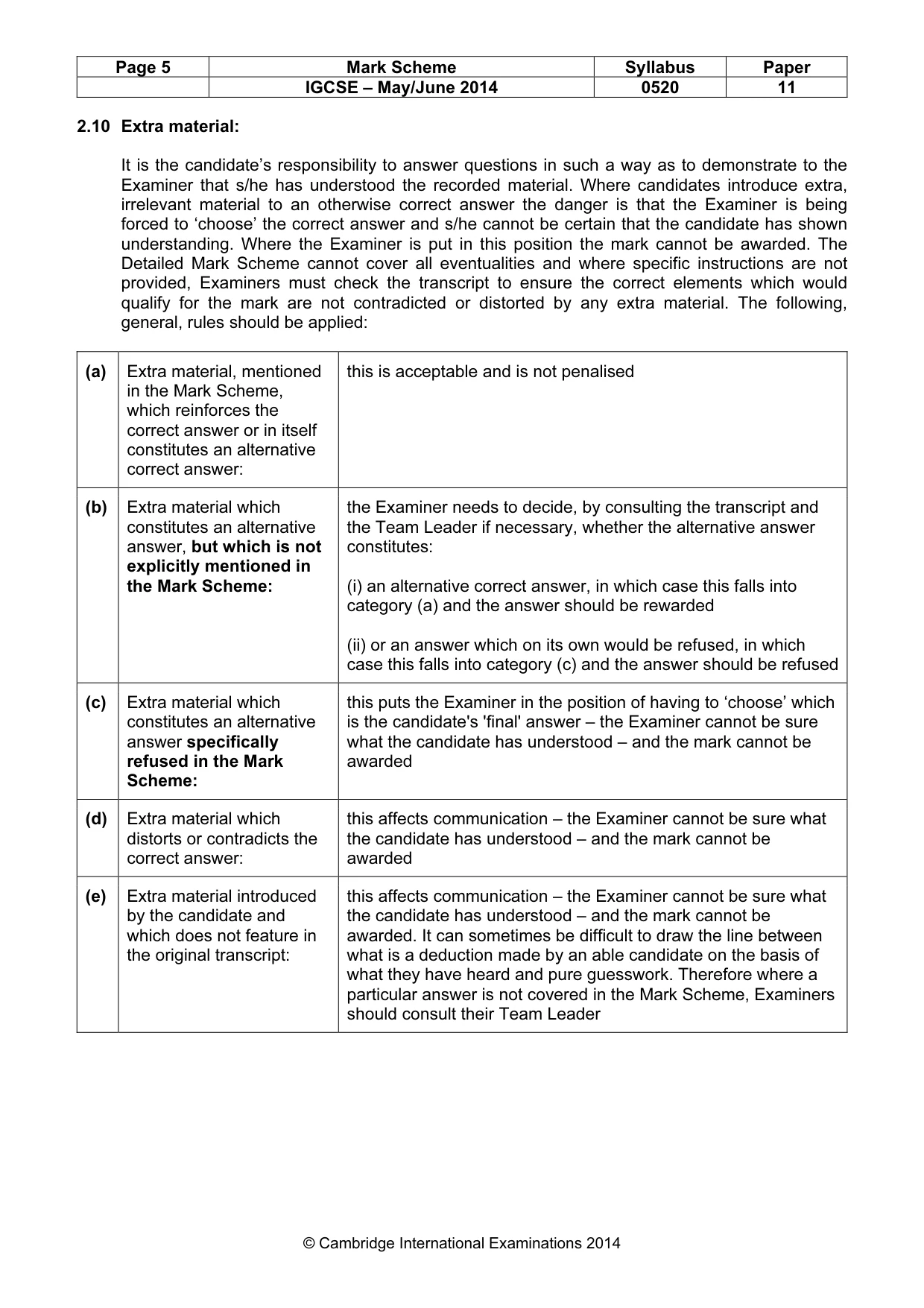 Mark scheme, page 5 of 14