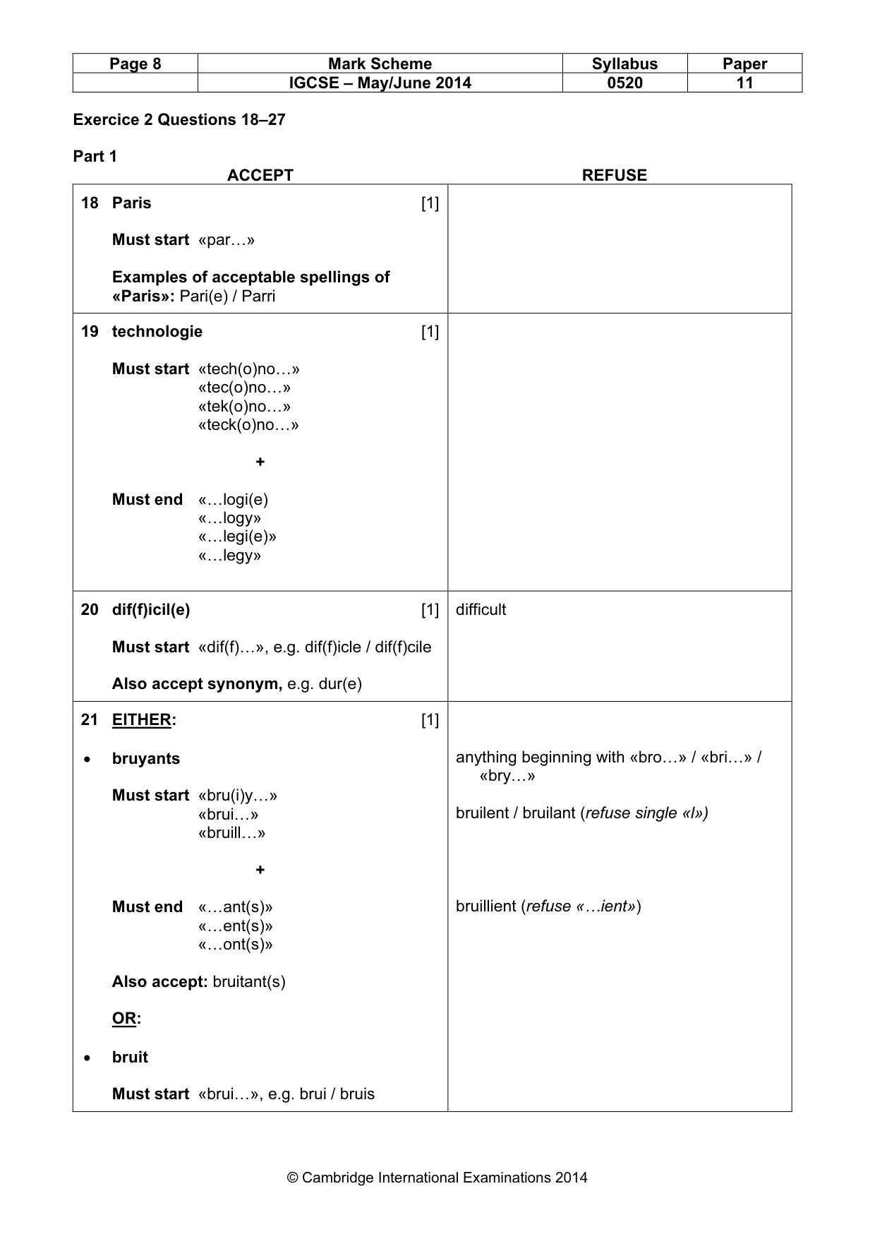 Mark scheme, page 8 of 14