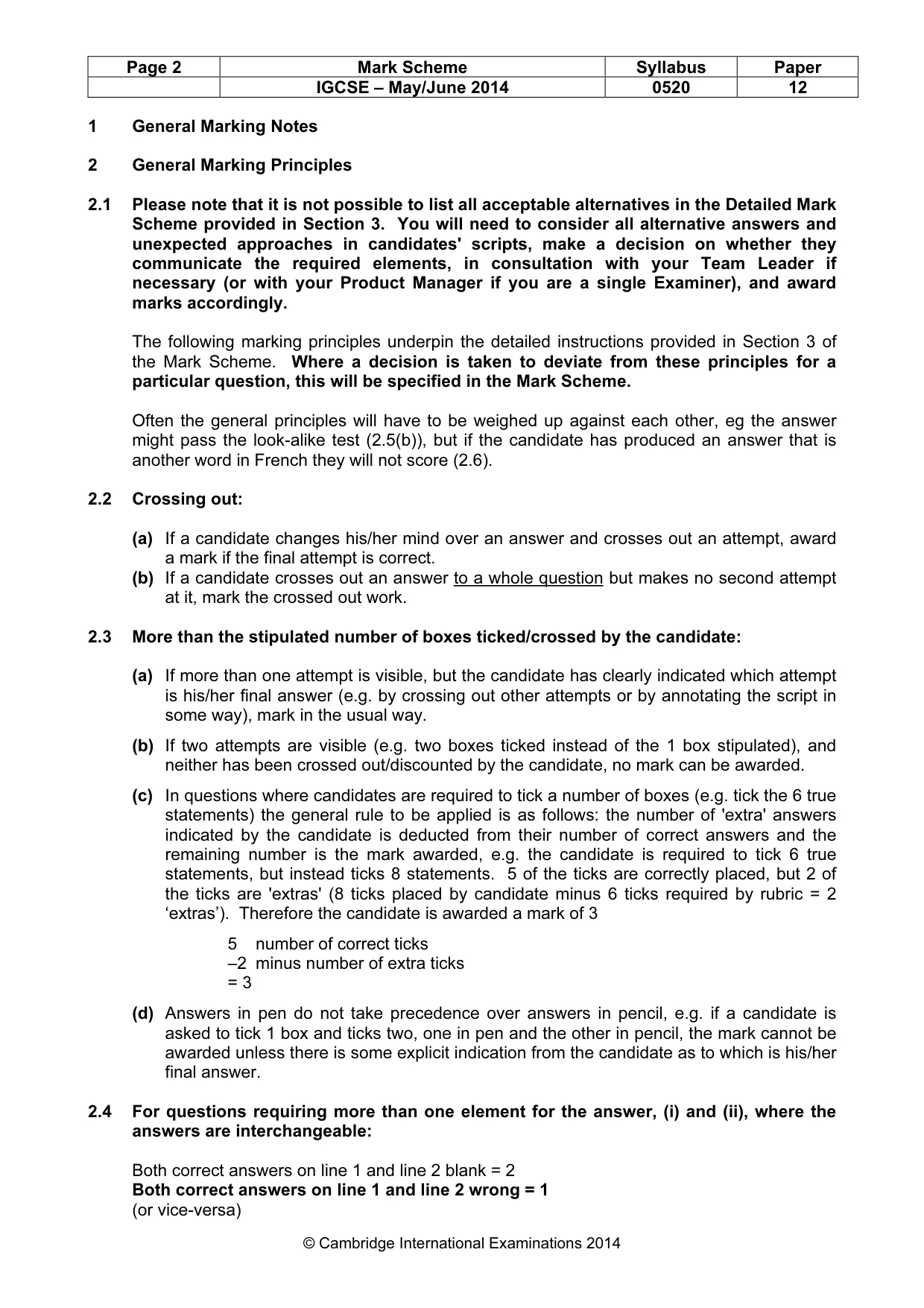 Mark scheme, page 2 of 12
