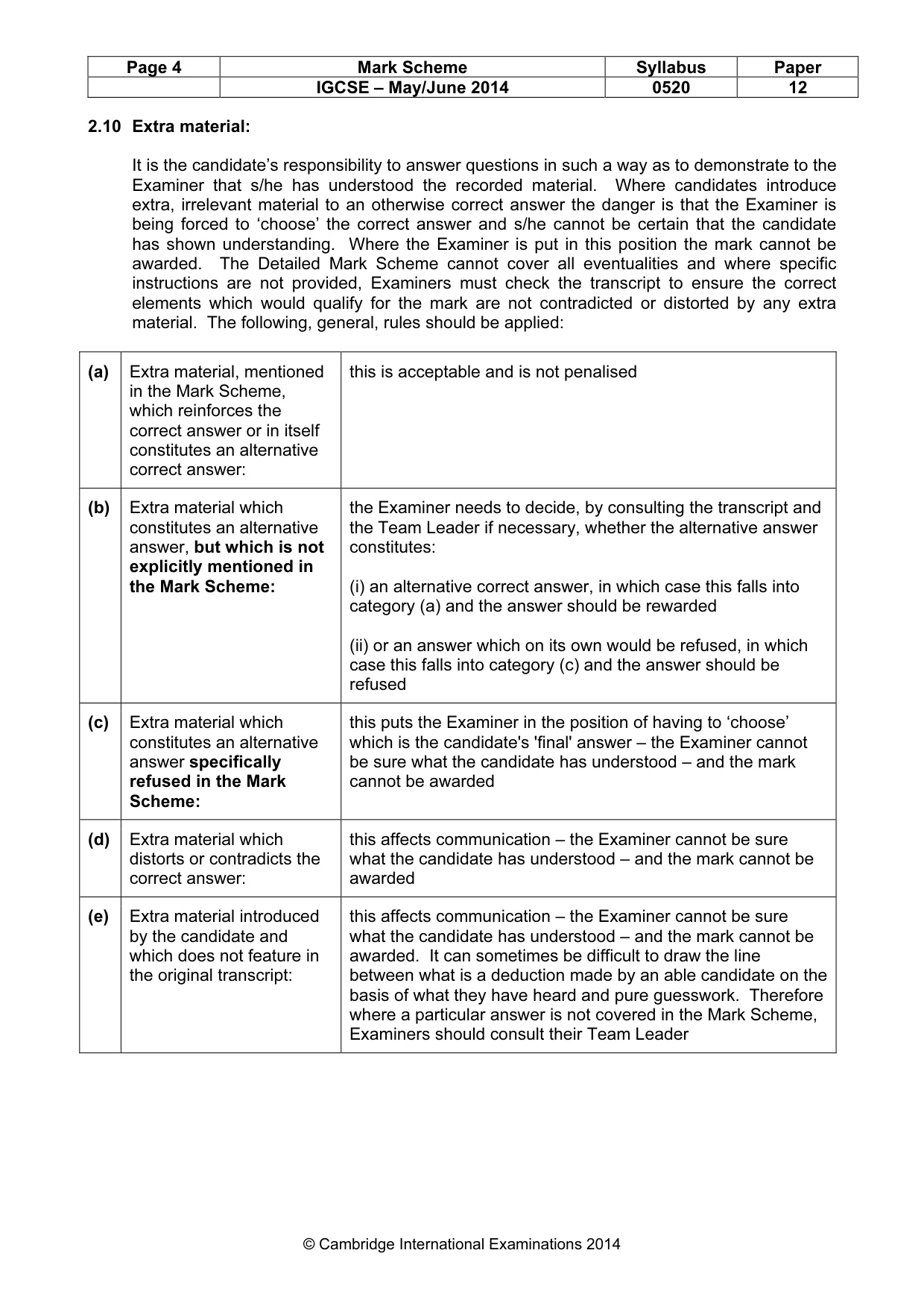 Mark scheme, page 4 of 12