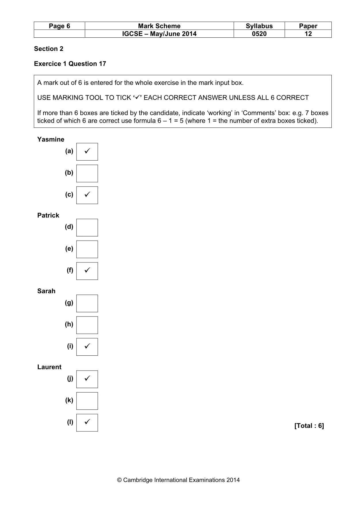 Mark scheme, page 6 of 12
