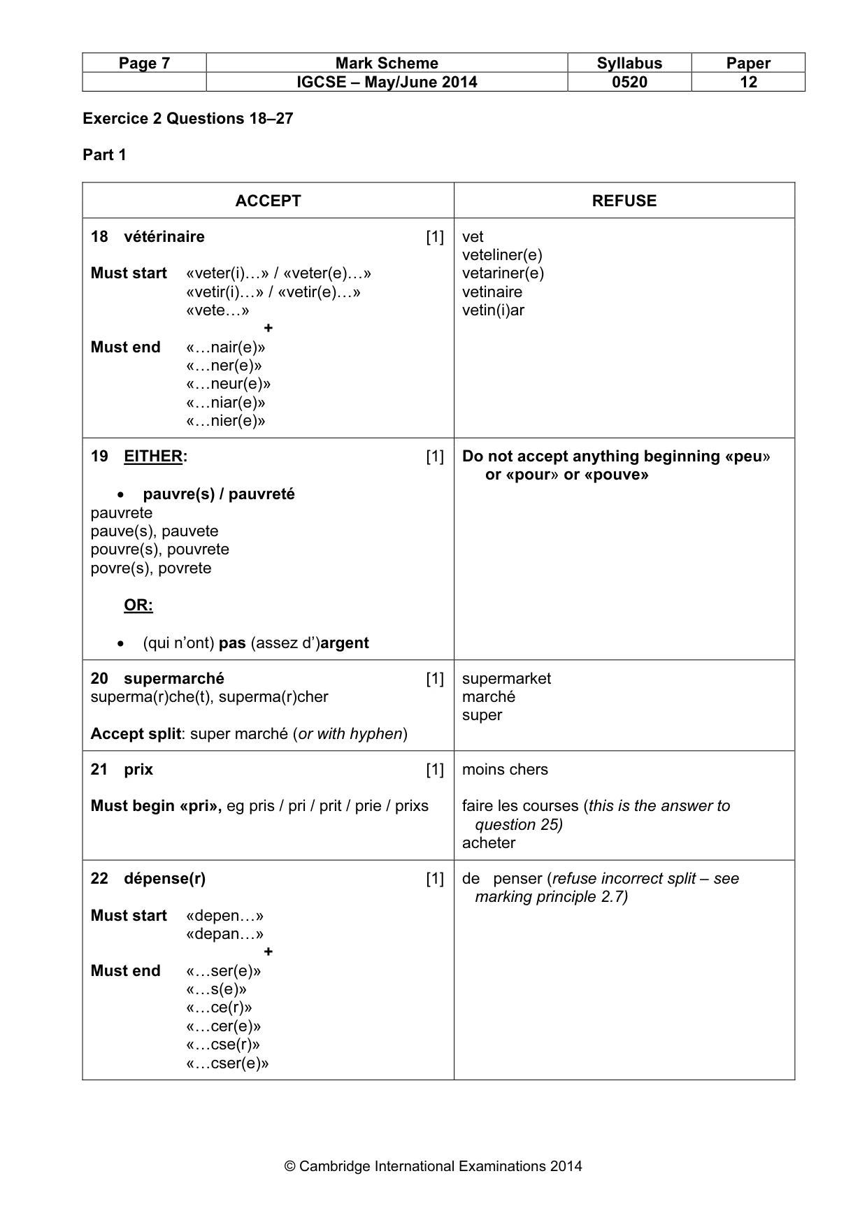 Mark scheme, page 7 of 12