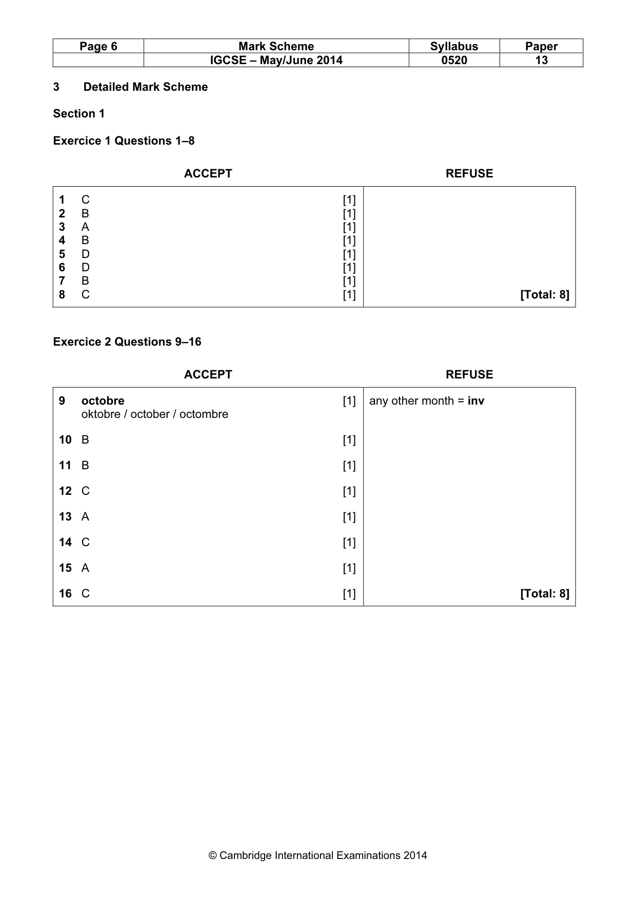 Mark scheme, page 6 of 14