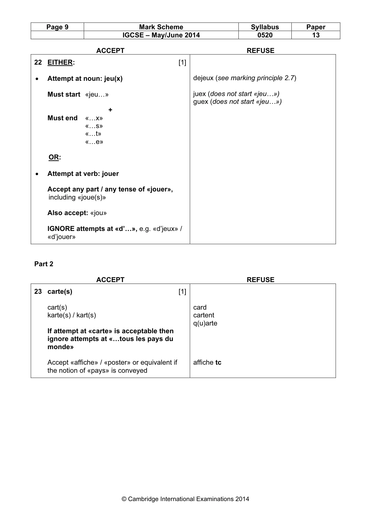 Mark scheme, page 9 of 14