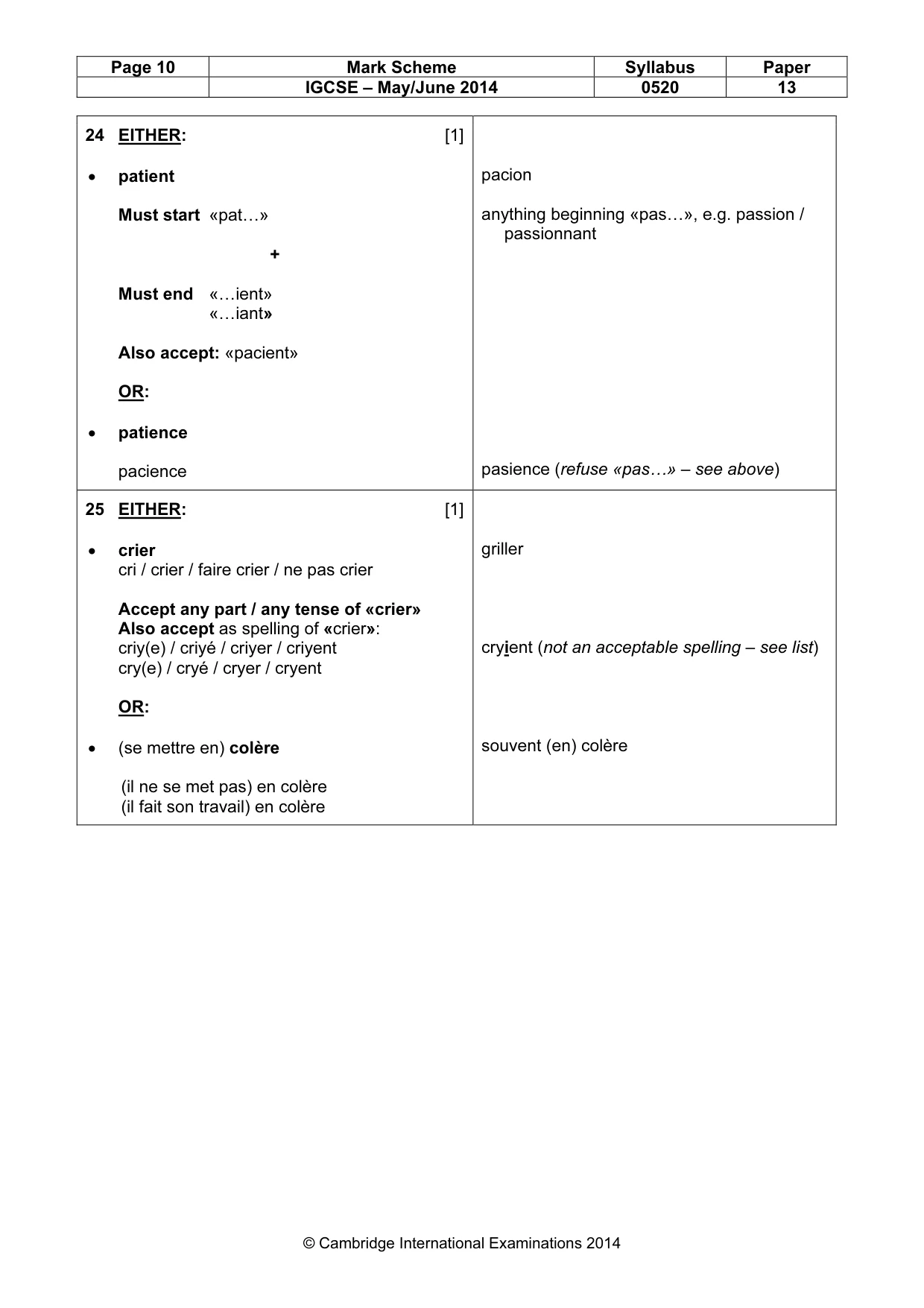 Mark scheme, page 10 of 14