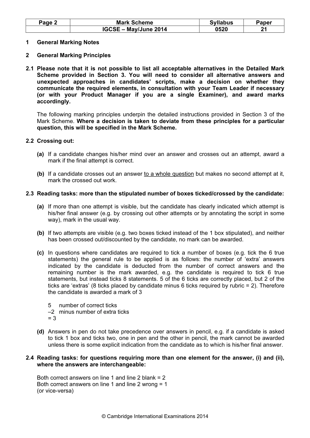 Mark scheme, page 2 of 19
