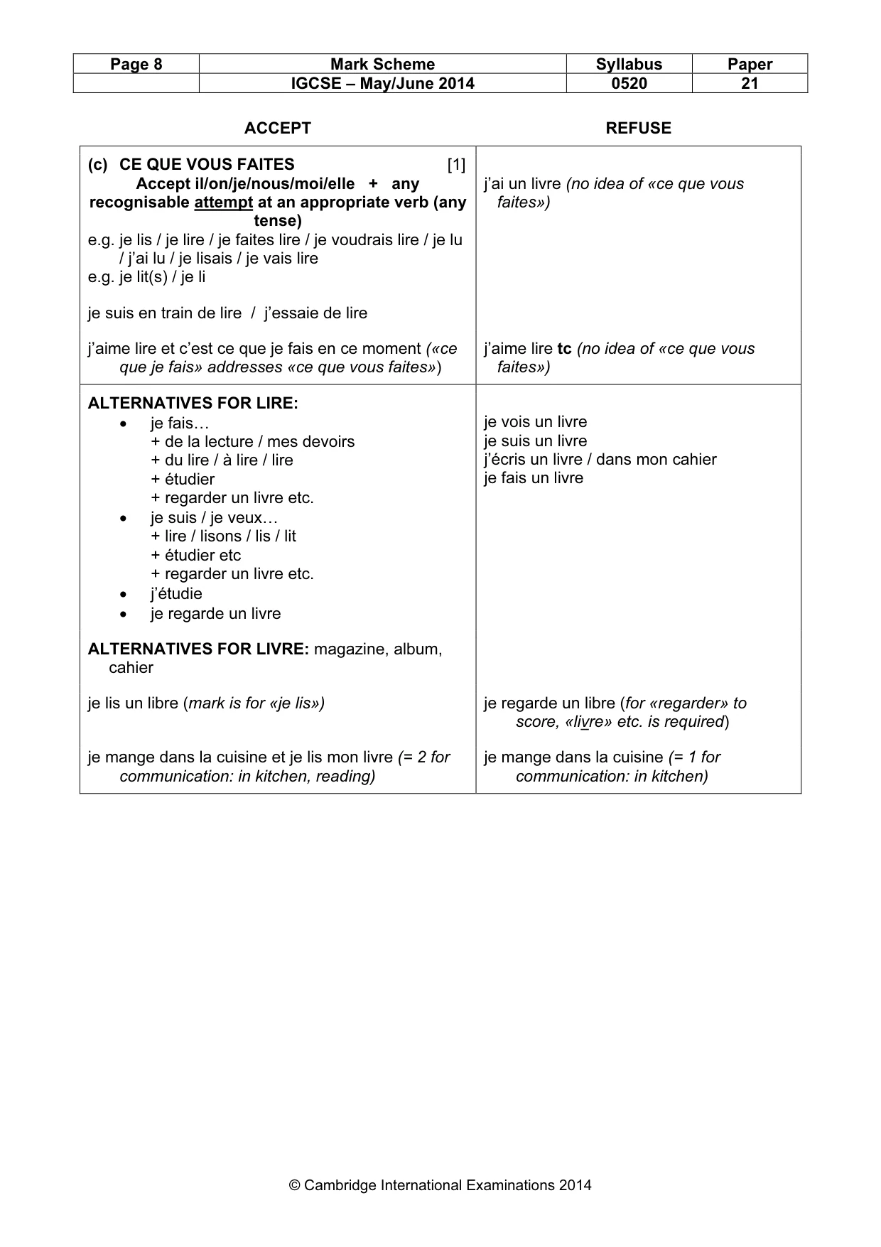 Mark scheme, page 8 of 19