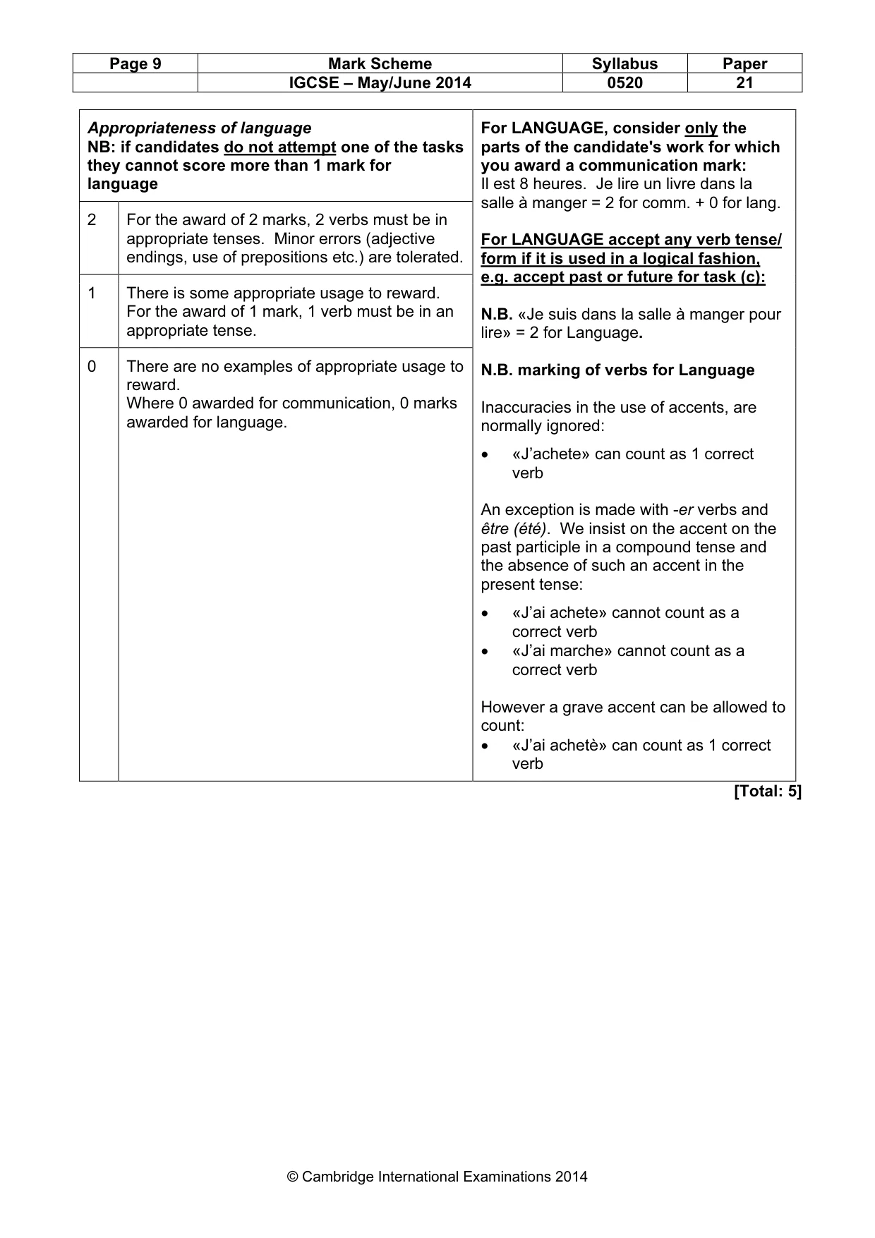 Mark scheme, page 9 of 19