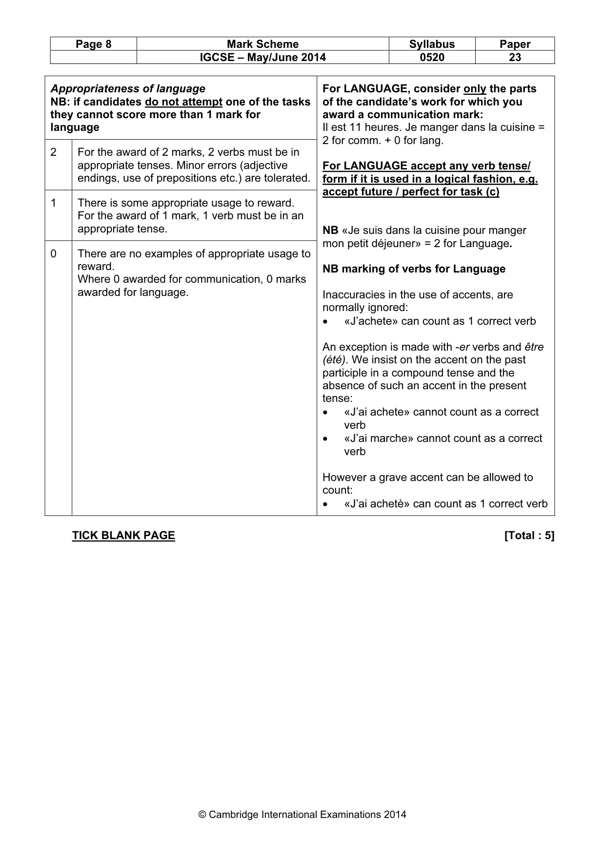 Mark scheme, page 8 of 16