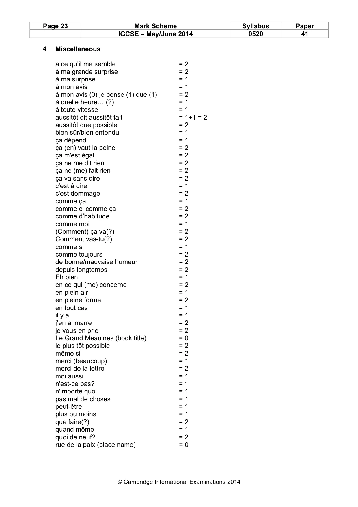 Mark scheme, page 23 of 25