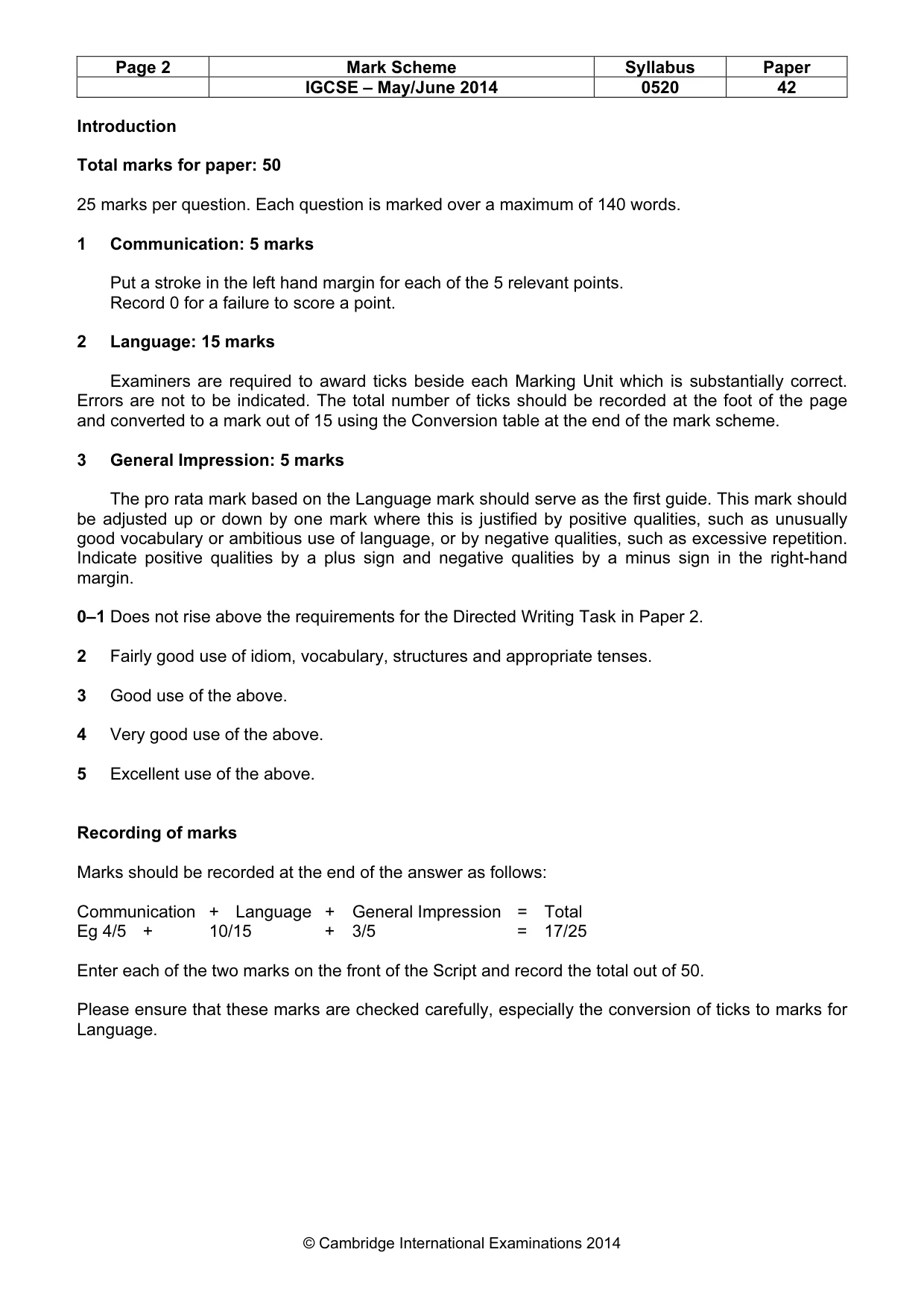 Mark scheme, page 2 of 26