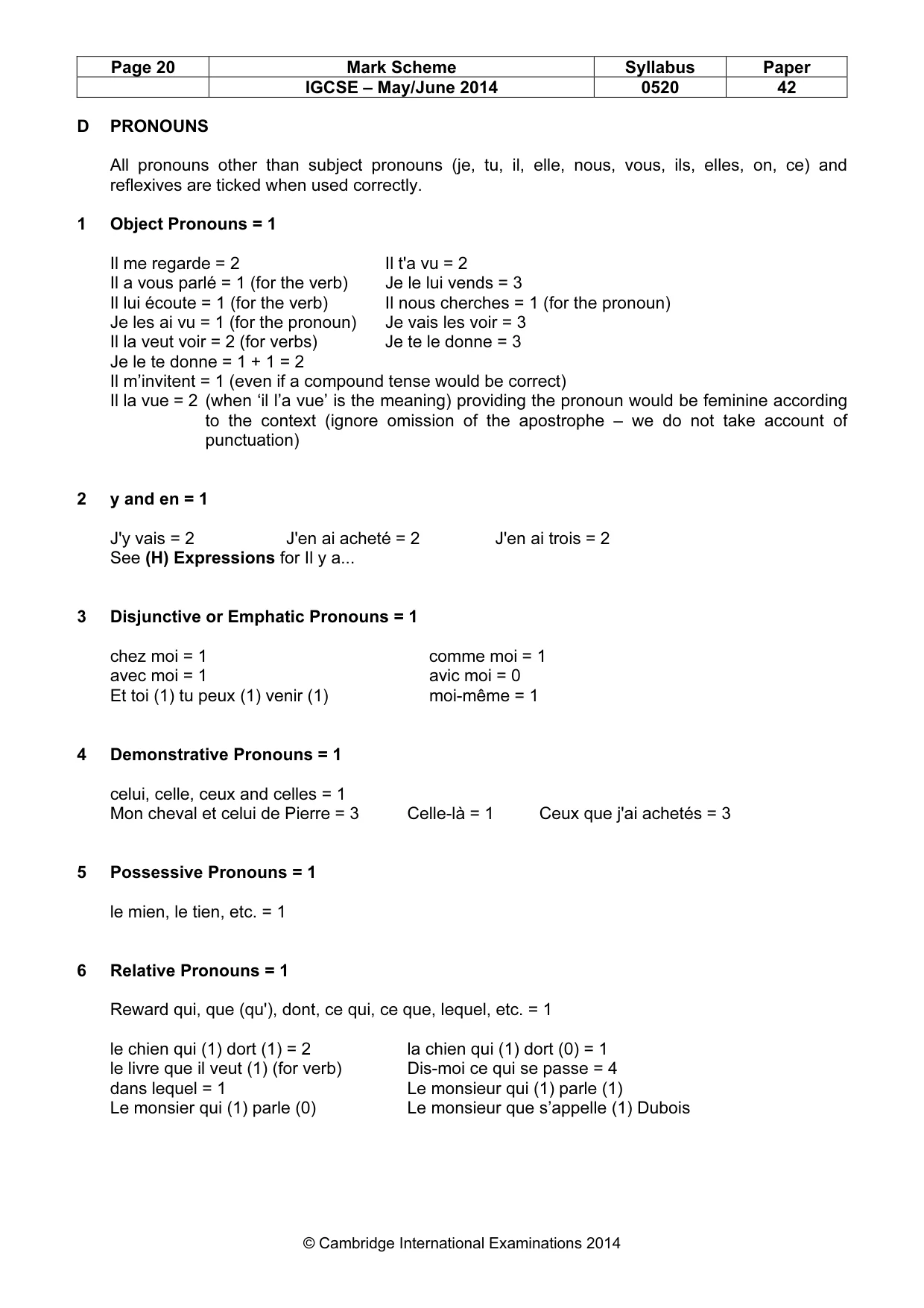 Mark scheme, page 20 of 26