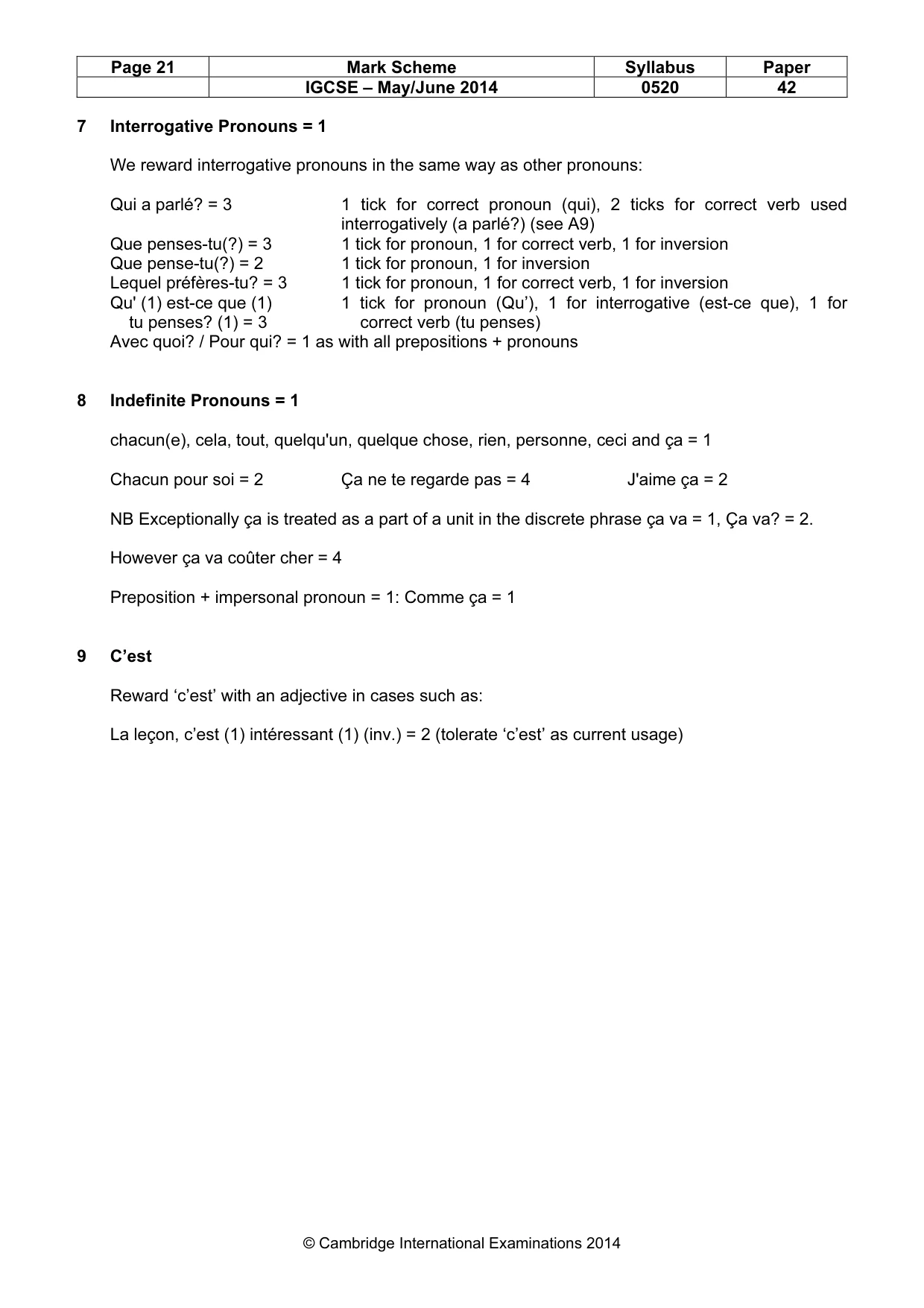 Mark scheme, page 21 of 26