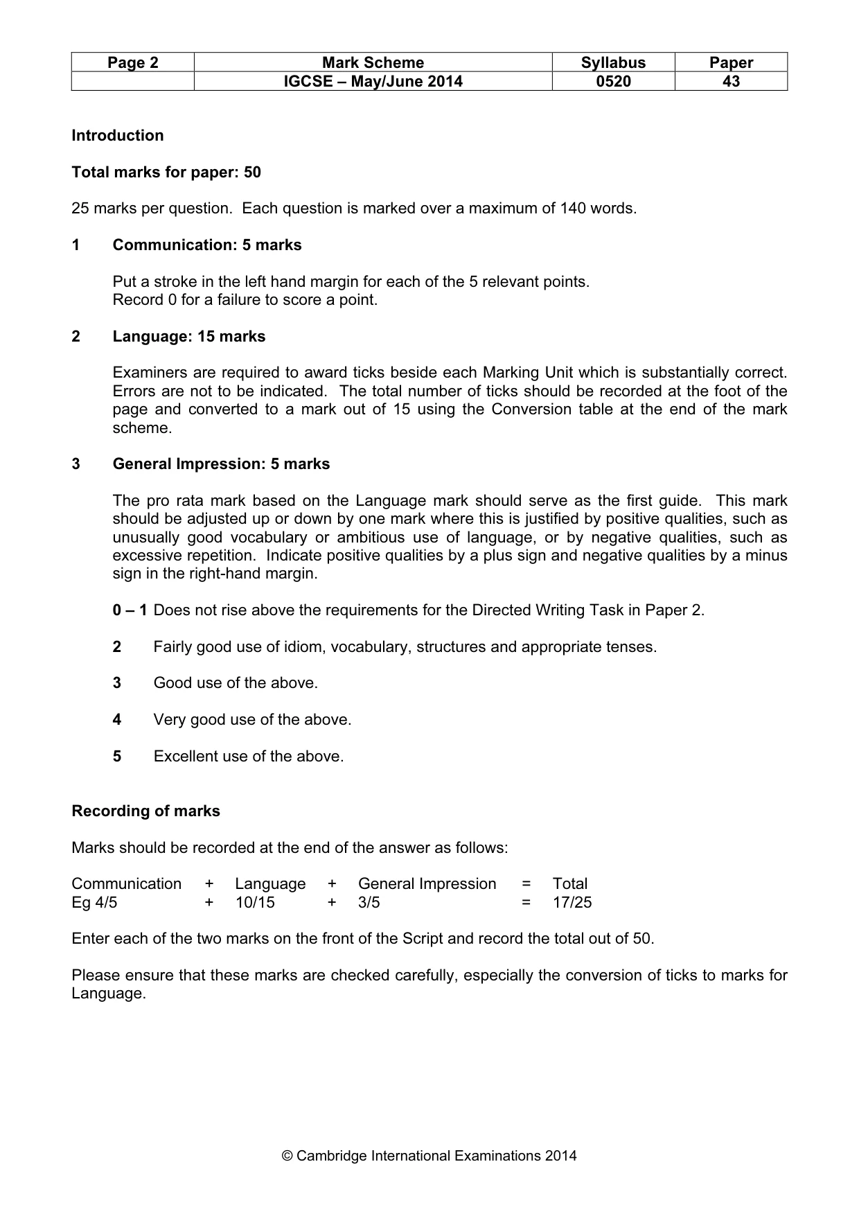 Mark scheme, page 2 of 25