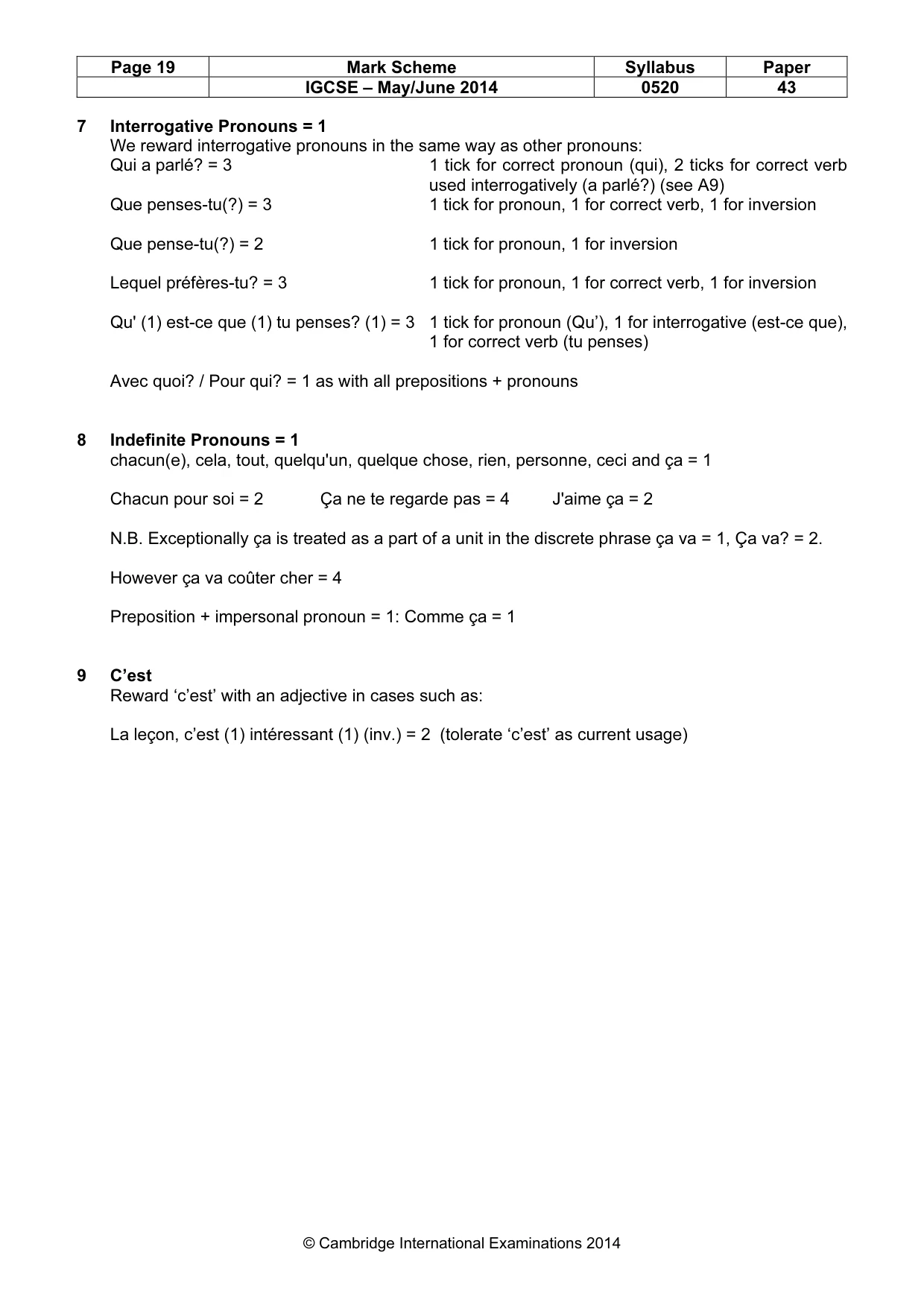 Mark scheme, page 19 of 25