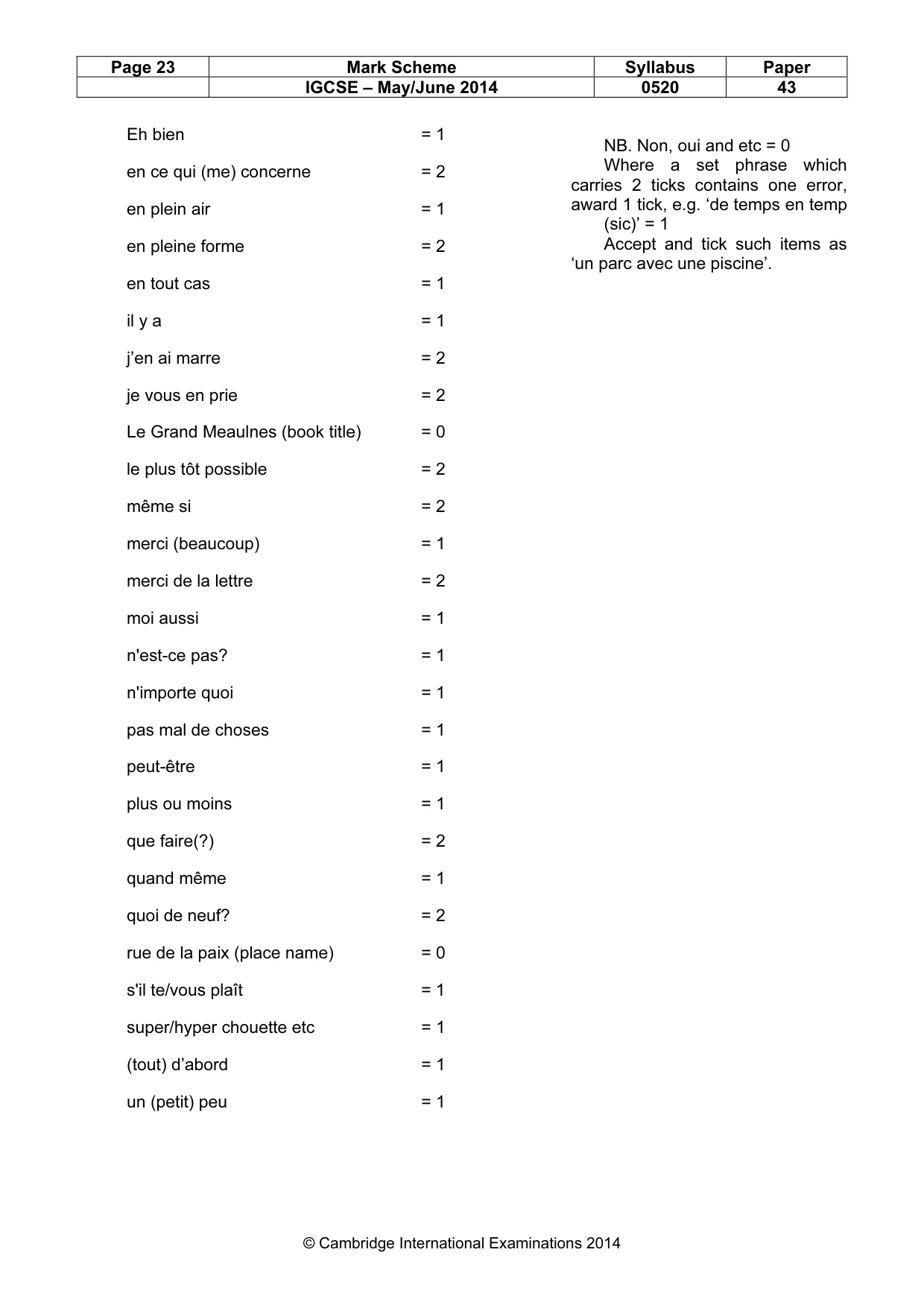 Mark scheme, page 23 of 25