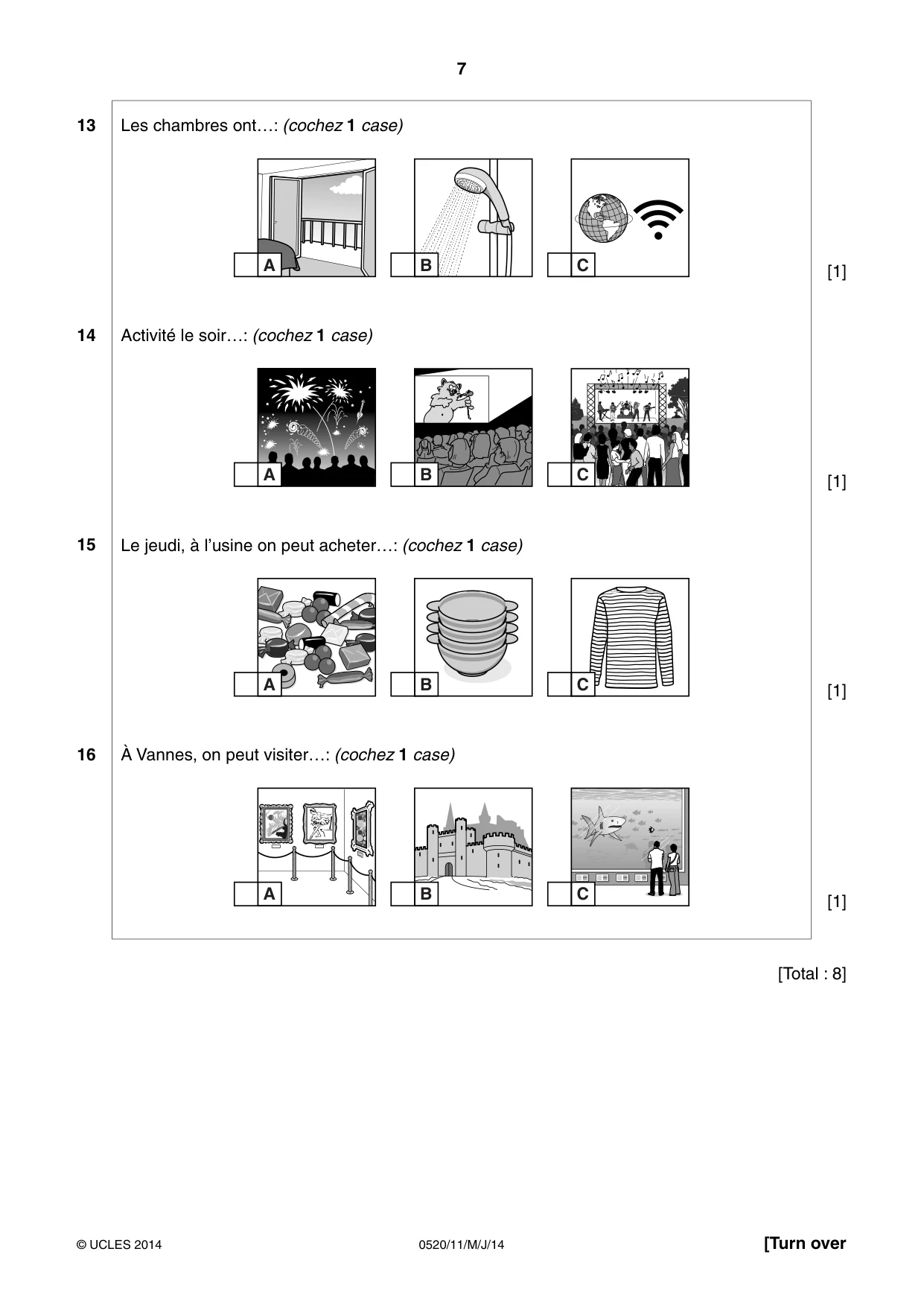 Cambridge IGCSE French - Foreign Language 0520 2014 May/June Paper 1 · Variant 1 question paper, page 7 of 12