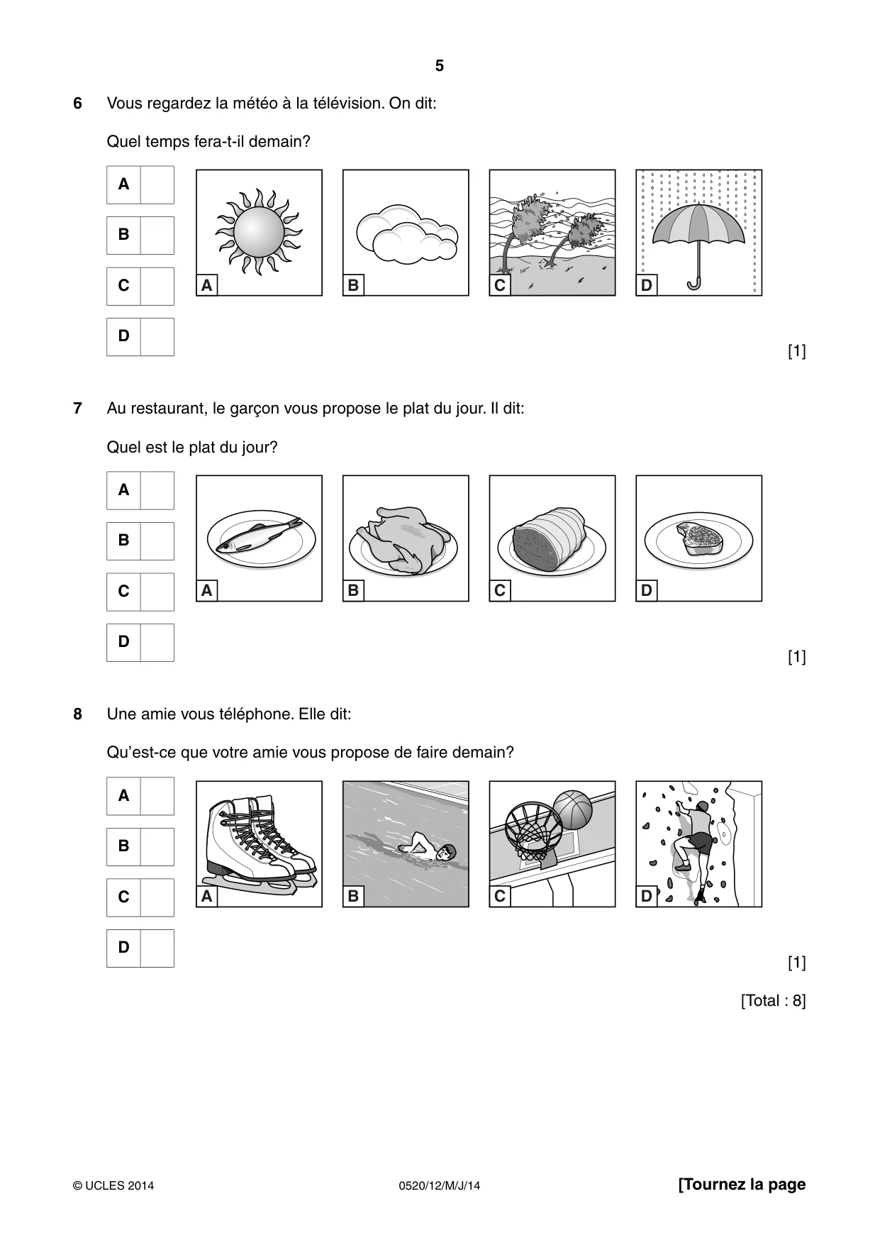 Cambridge IGCSE French - Foreign Language 0520 2014 May/June Paper 1 · Variant 2 question paper, page 5 of 12