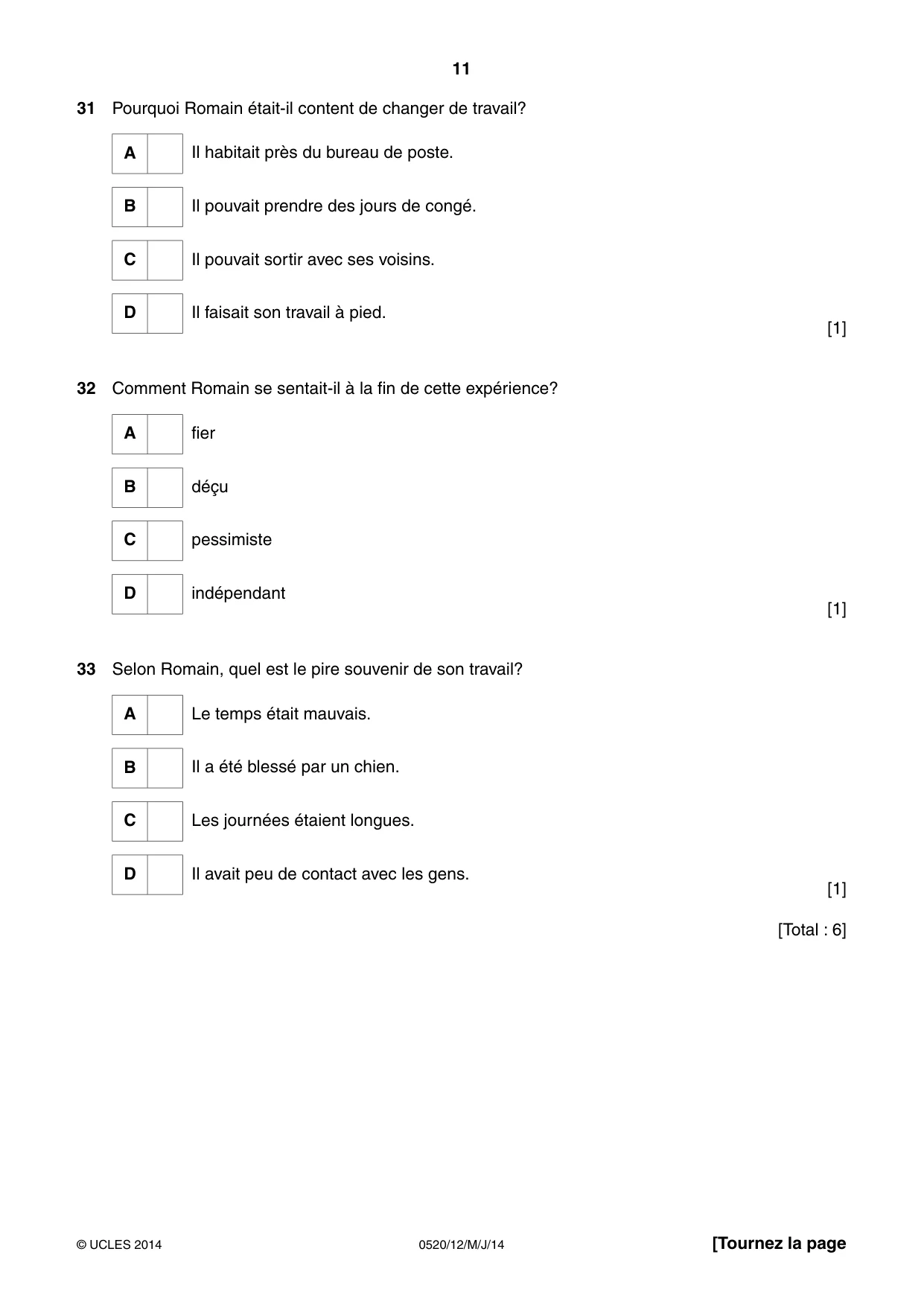 Cambridge IGCSE French - Foreign Language 0520 2014 May/June Paper 1 · Variant 2 question paper, page 11 of 12