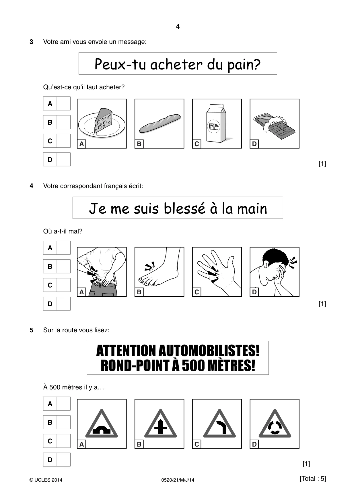 Cambridge IGCSE French - Foreign Language 0520 2014 May/June Paper 2 · Variant 1 question paper, page 4 of 20