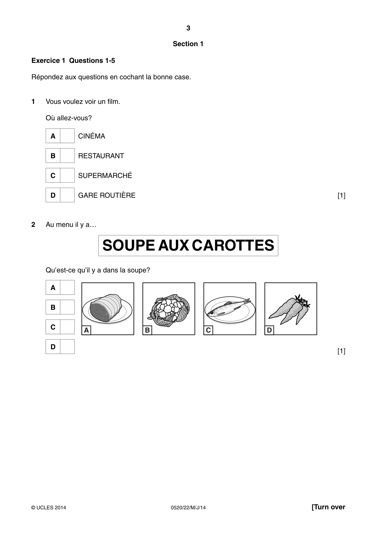Cambridge IGCSE French - Foreign Language 0520 2014 May/June Paper 2 · Variant 2 question paper, page 3 of 20