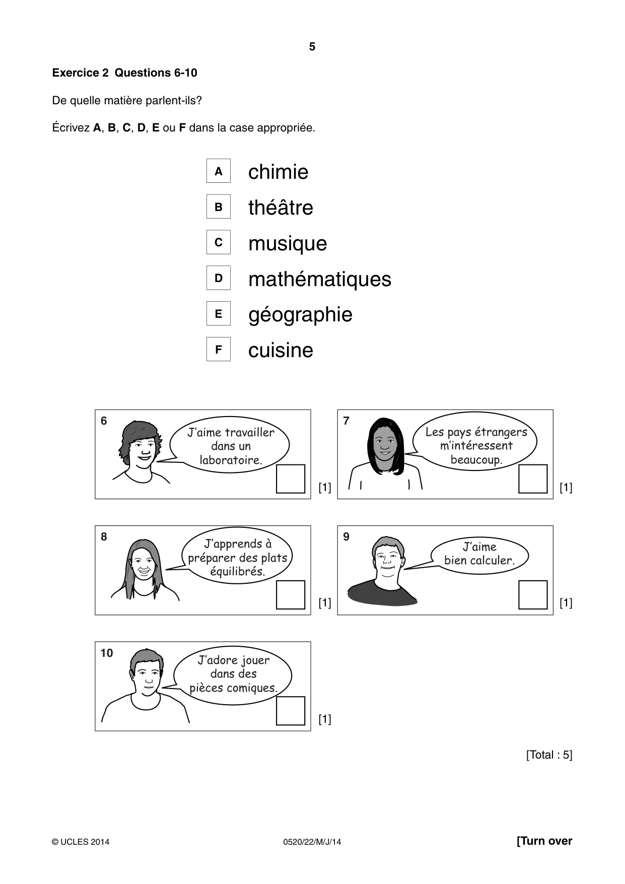 Cambridge IGCSE French - Foreign Language 0520 2014 May/June Paper 2 · Variant 2 question paper, page 5 of 20