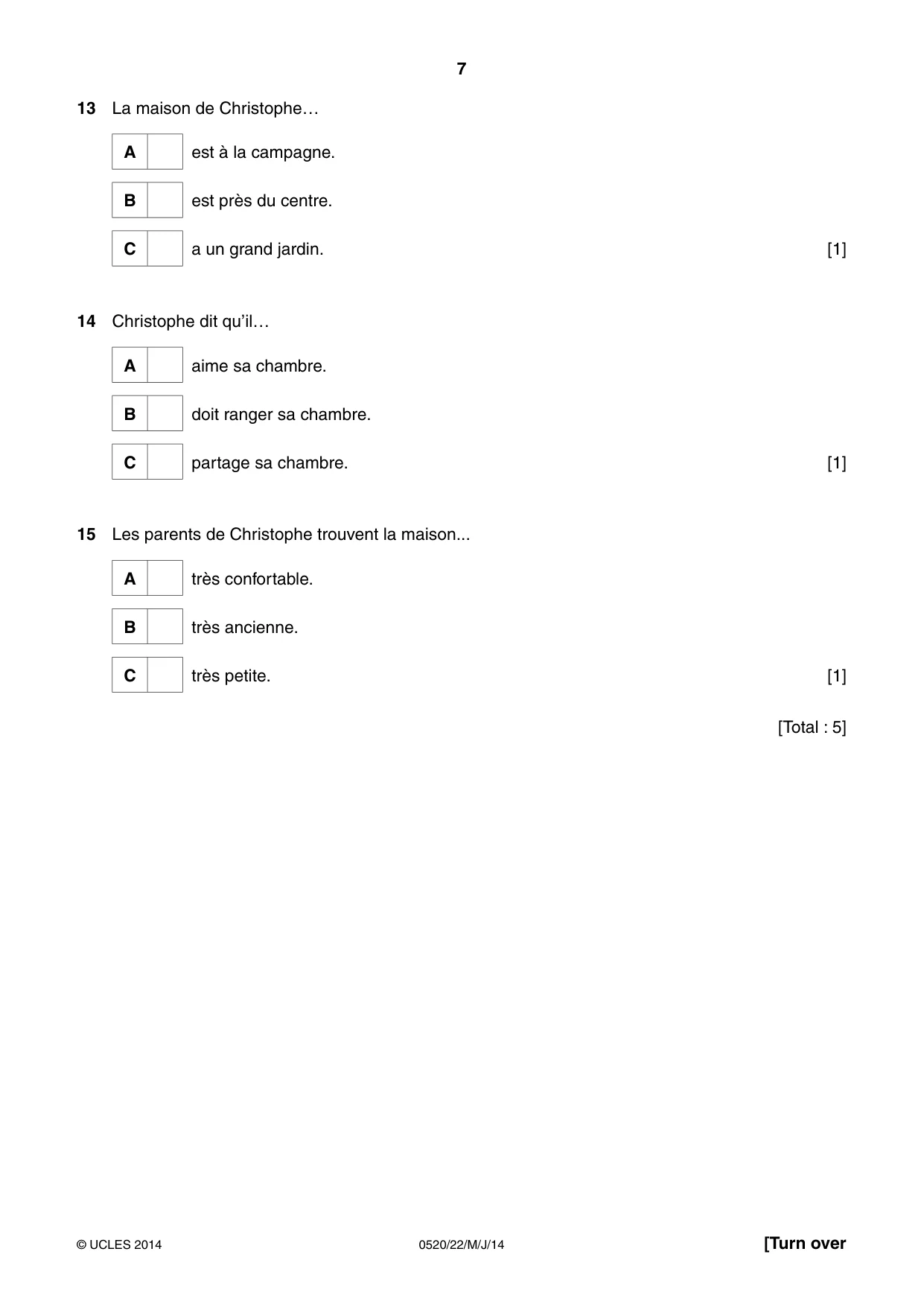 Cambridge IGCSE French - Foreign Language 0520 2014 May/June Paper 2 · Variant 2 question paper, page 7 of 20