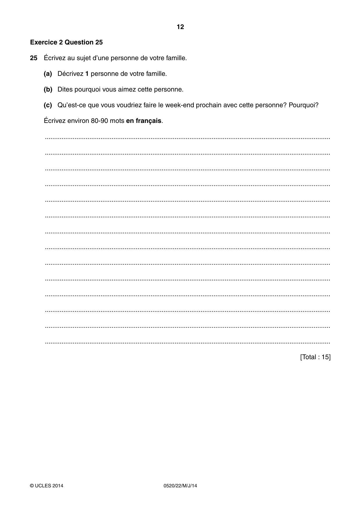 Cambridge IGCSE French - Foreign Language 0520 2014 May/June Paper 2 · Variant 2 question paper, page 12 of 20