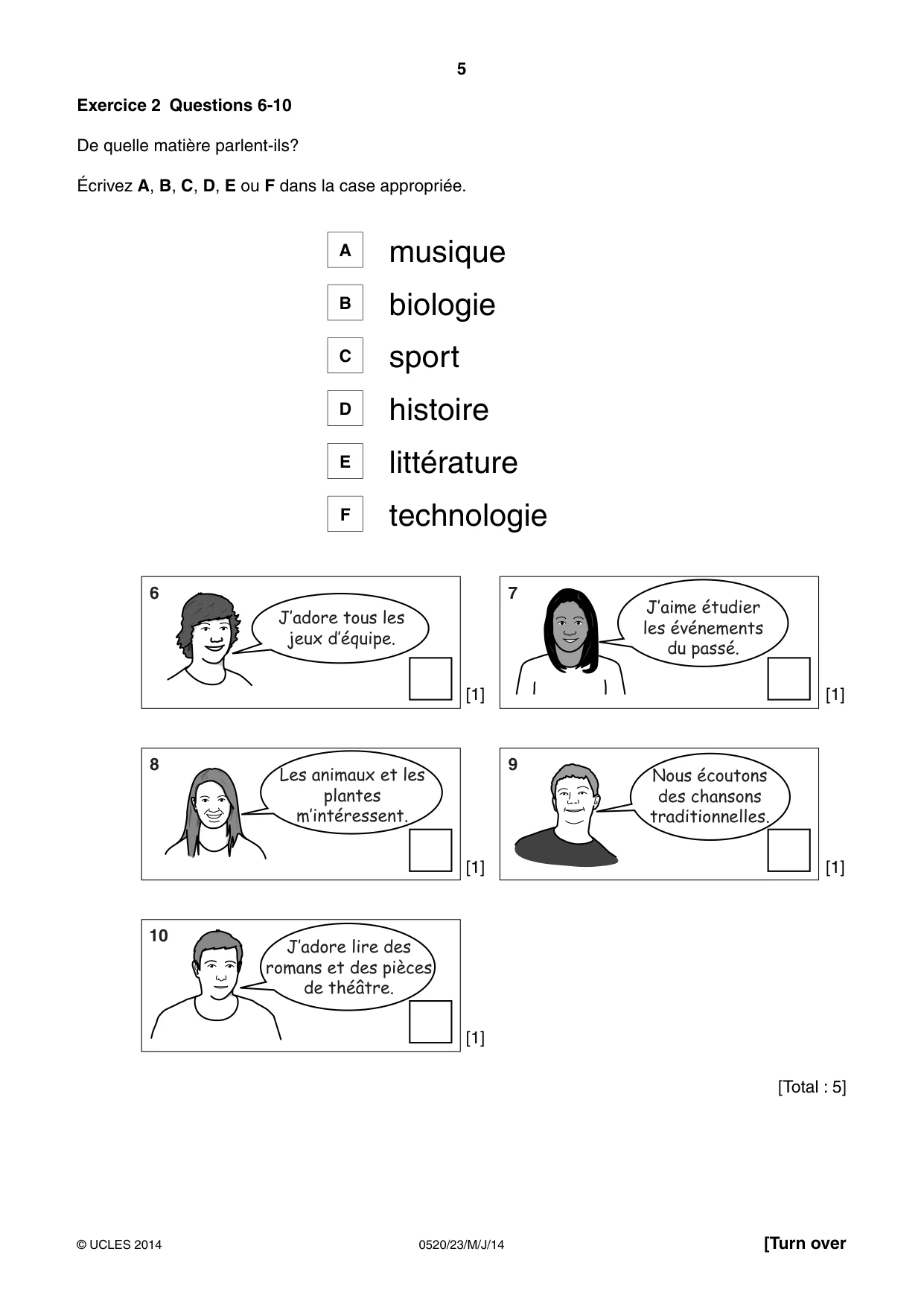 Cambridge IGCSE French - Foreign Language 0520 2014 May/June Paper 2 · Variant 3 question paper, page 5 of 20