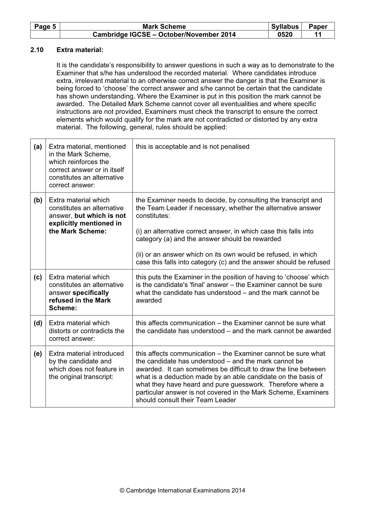 Mark scheme, page 5 of 12