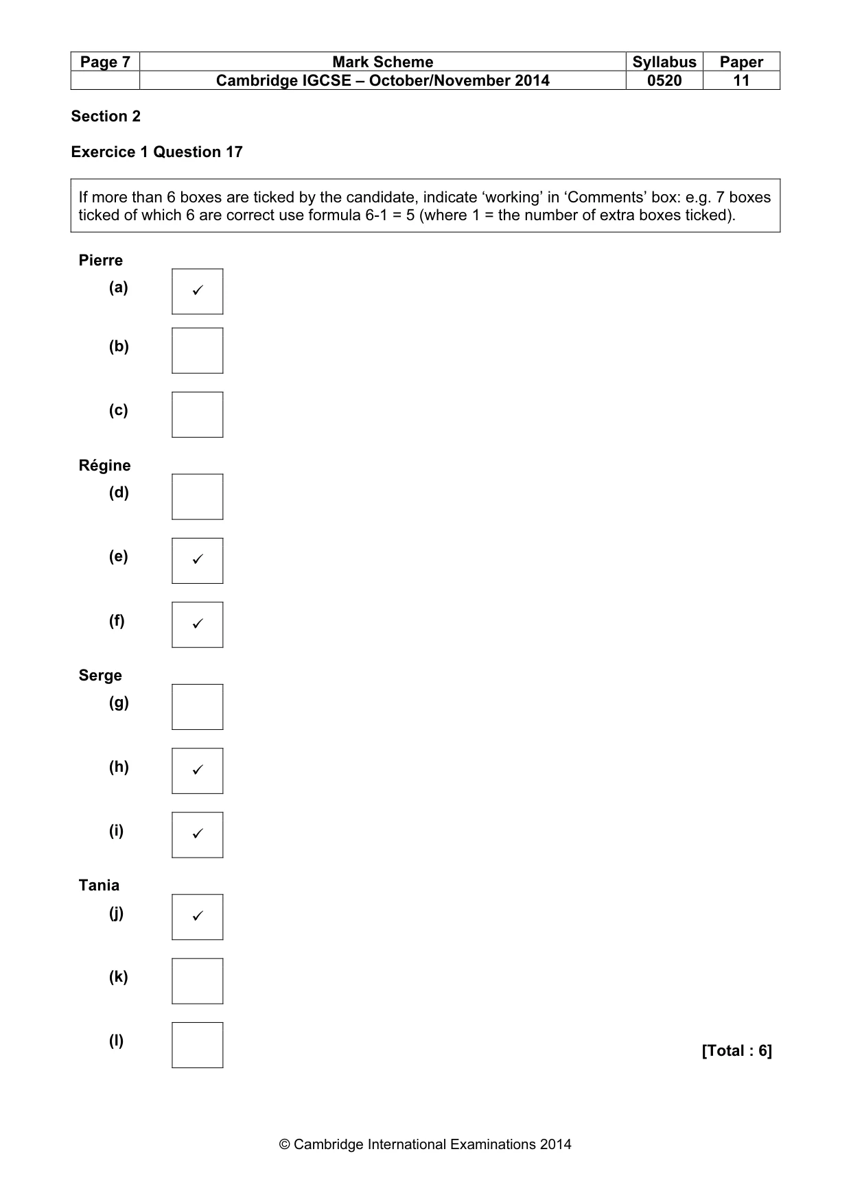 Mark scheme, page 7 of 12