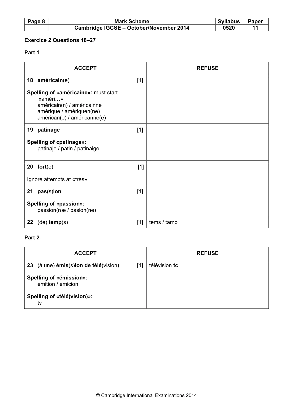 Mark scheme, page 8 of 12