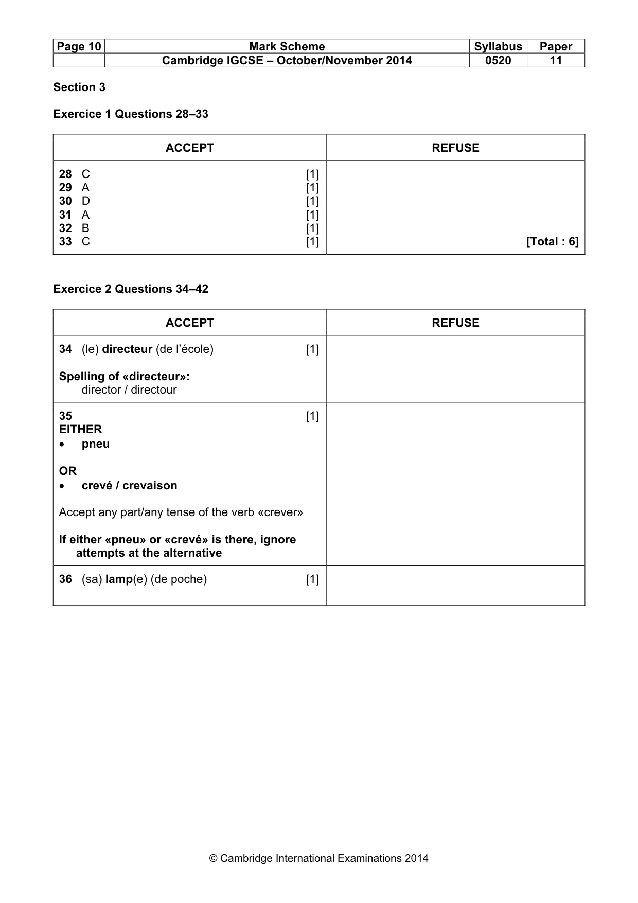 Mark scheme, page 10 of 12