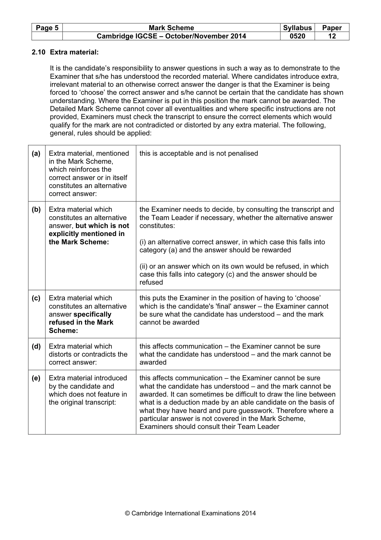 Mark scheme, page 5 of 13