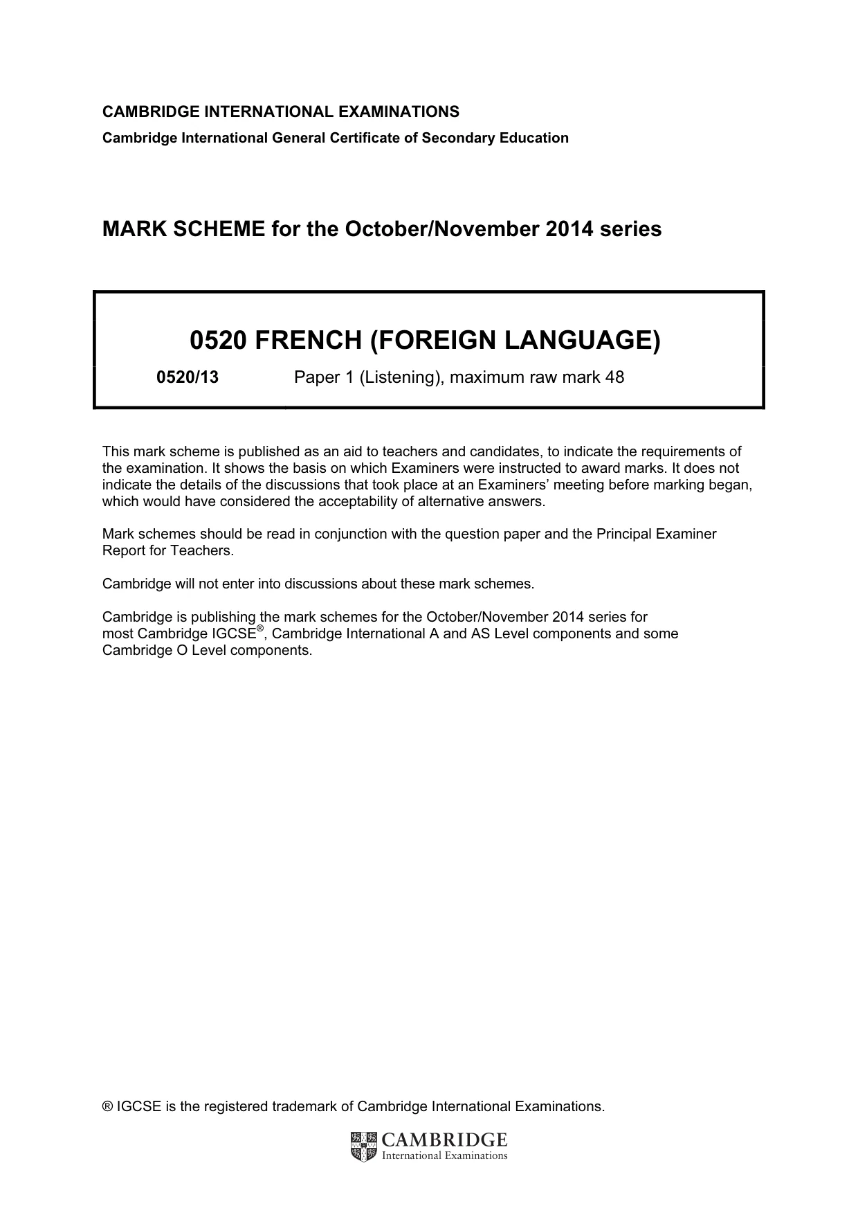 Mark scheme, page 1 of 11